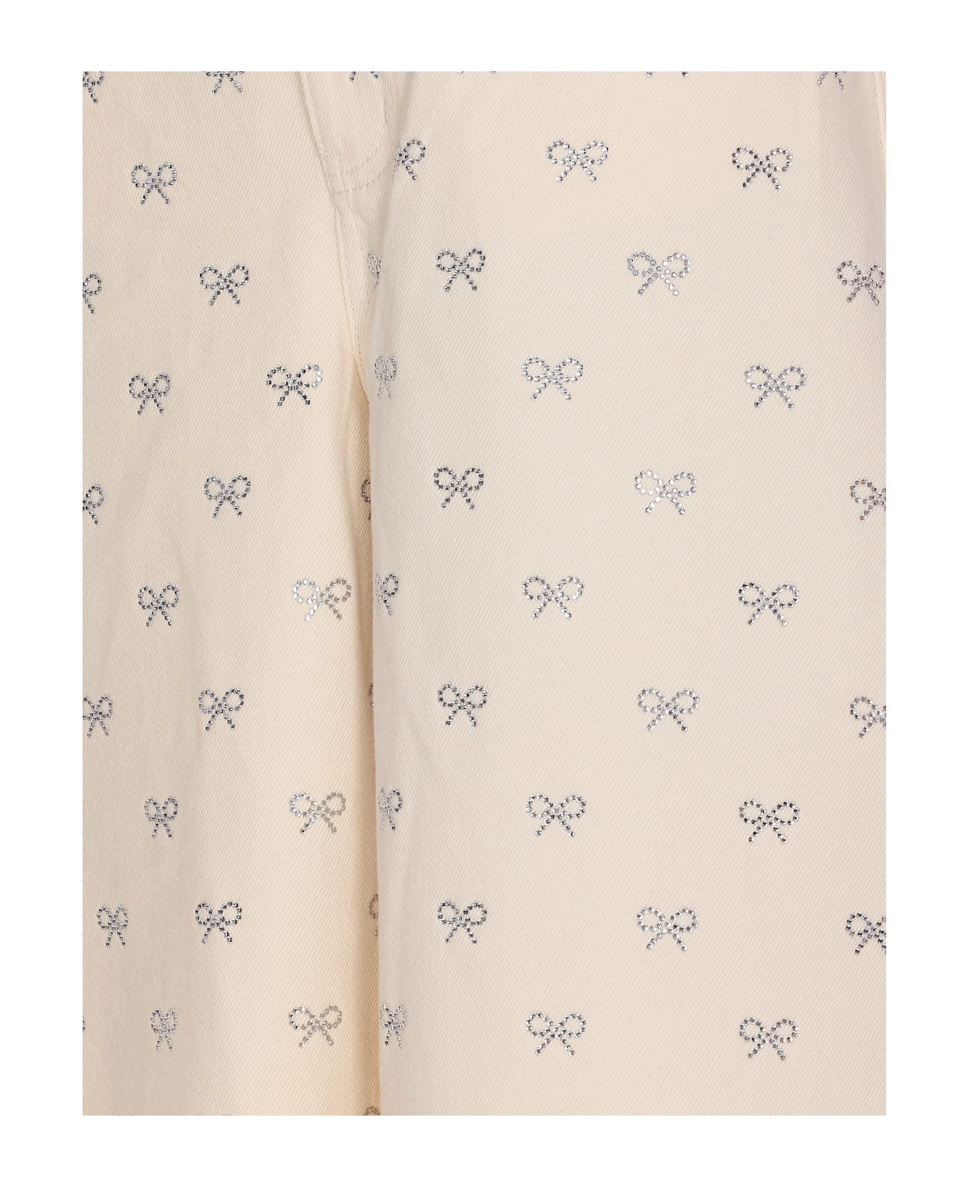 self-portrait Diamante Bow Jeans - White