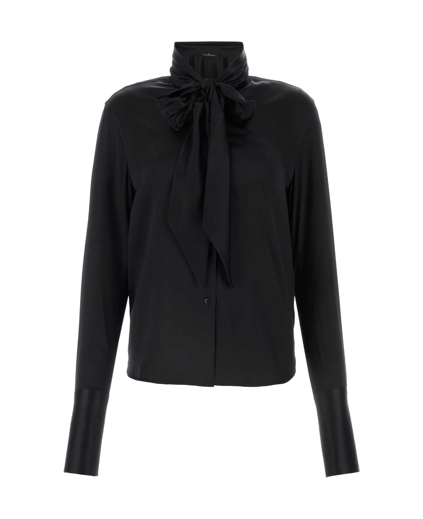 Ermanno Scervino Black Stretch Satin Shirt - NERO