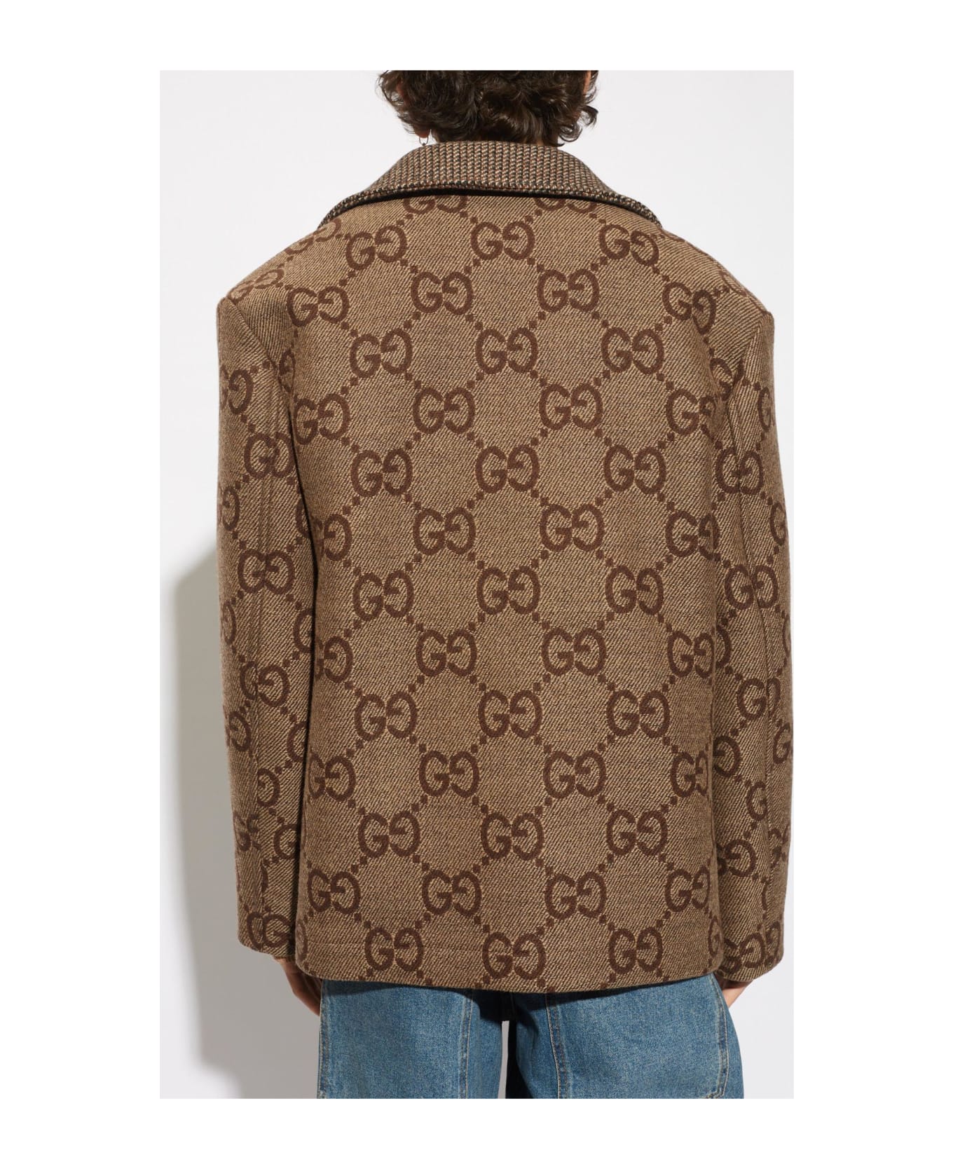 Gucci Short Wool Coat - BROWNBEIGE