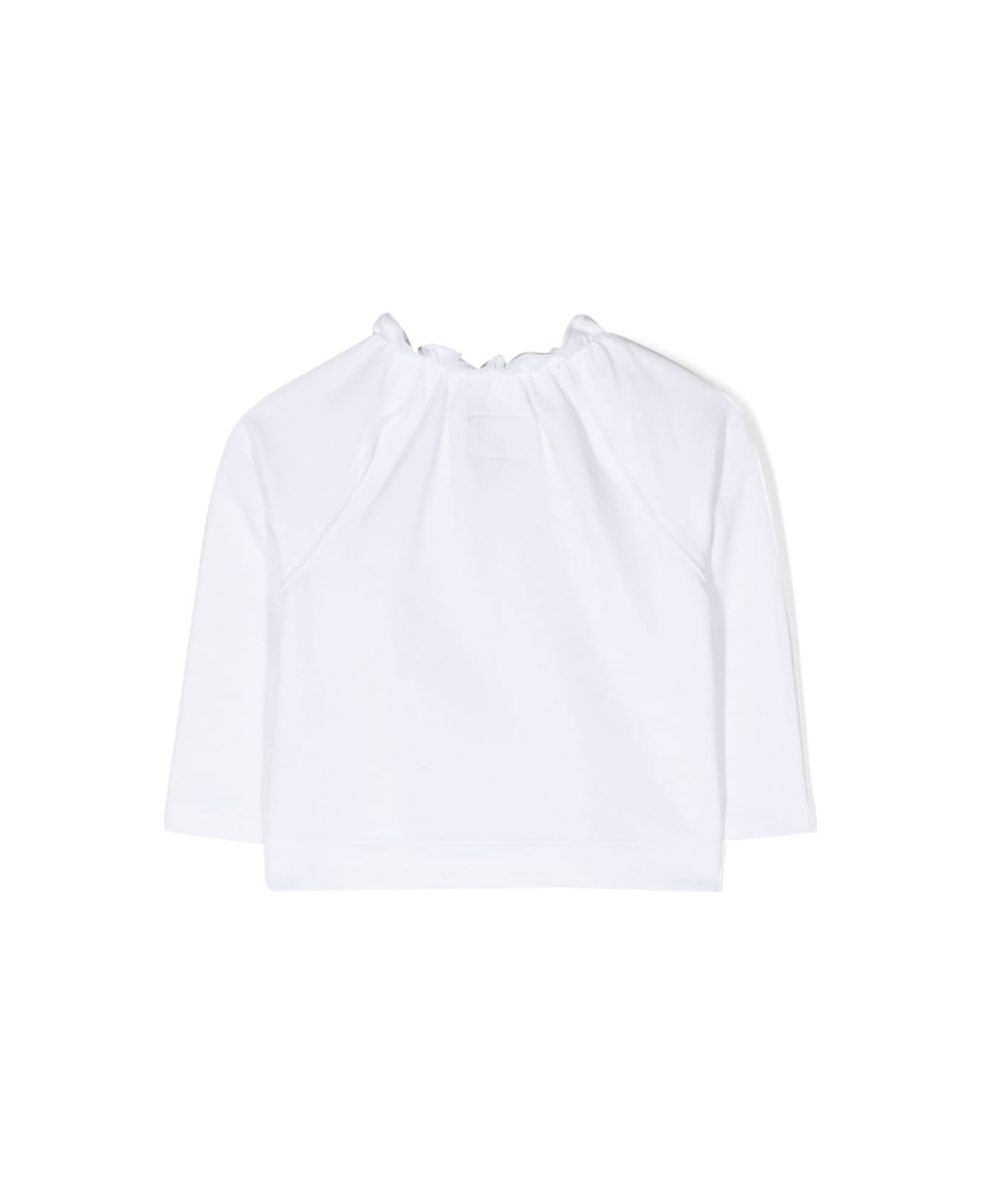 Il Gufo White Sweatshirt With Ruffled Neck In Cotton Girl - White ニットウェア＆スウェットシャツ