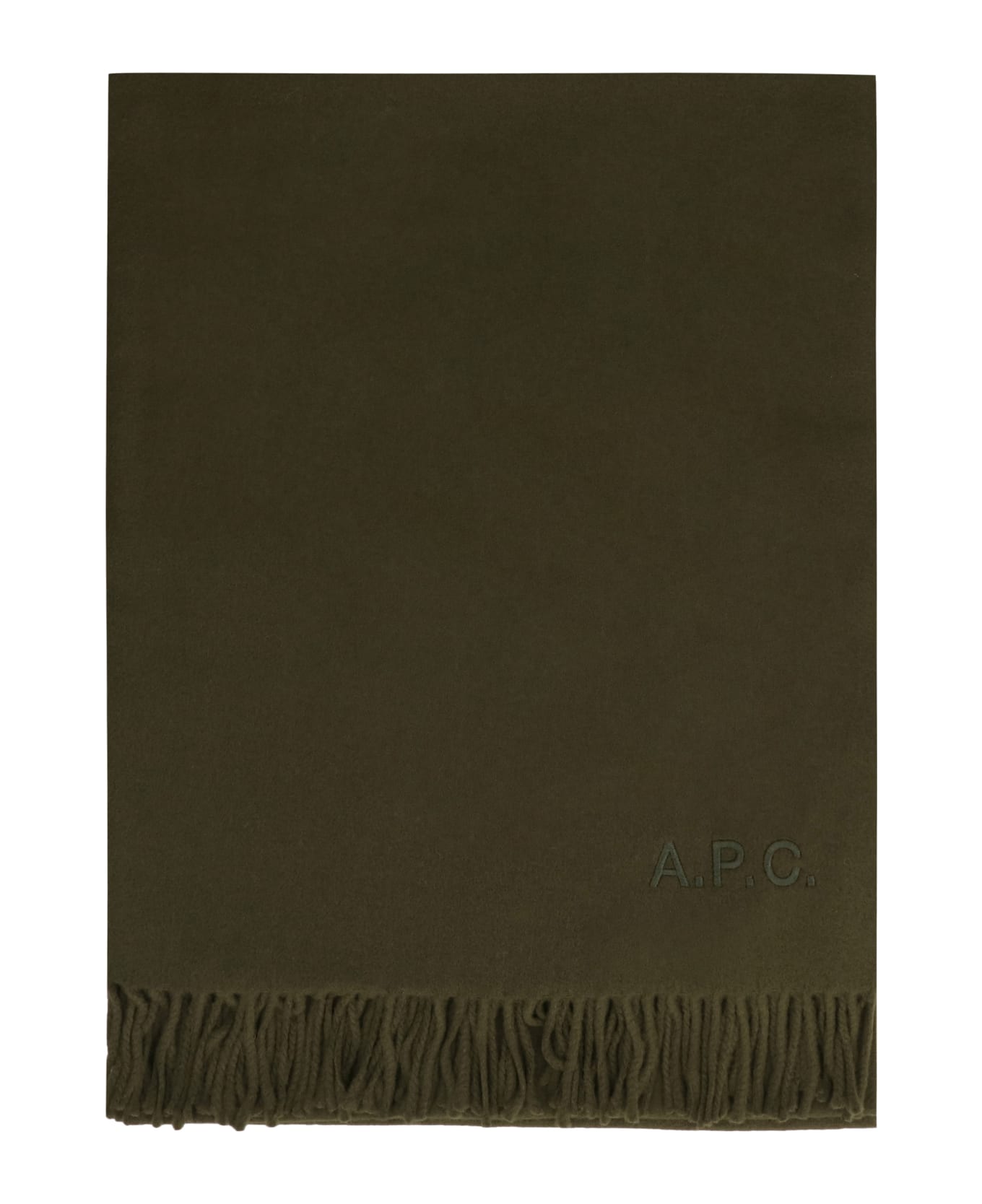 A.P.C. Alix Wool Scarf With Fringes - green