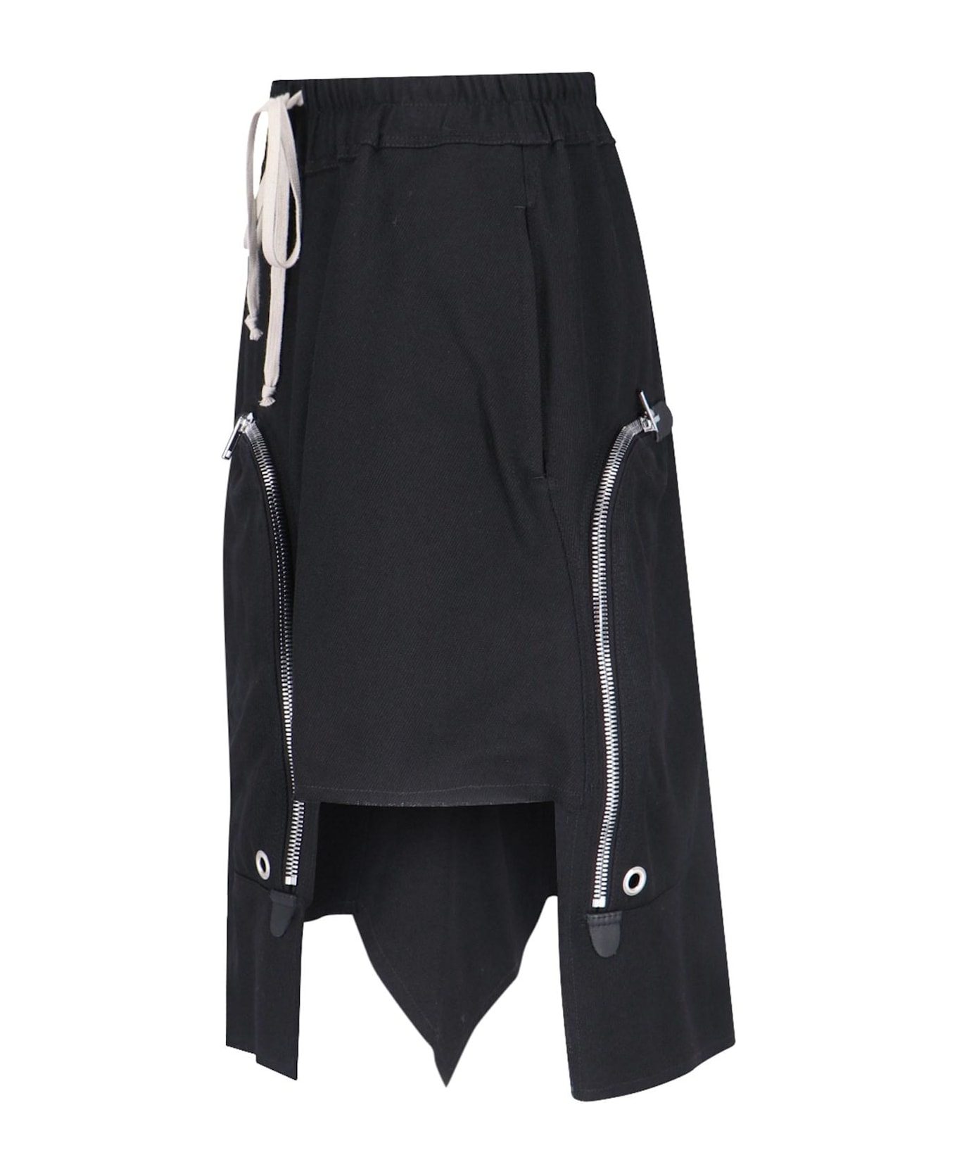 Rick Owens 'dracca' Asymmetrical Midi Skirt - BLACK