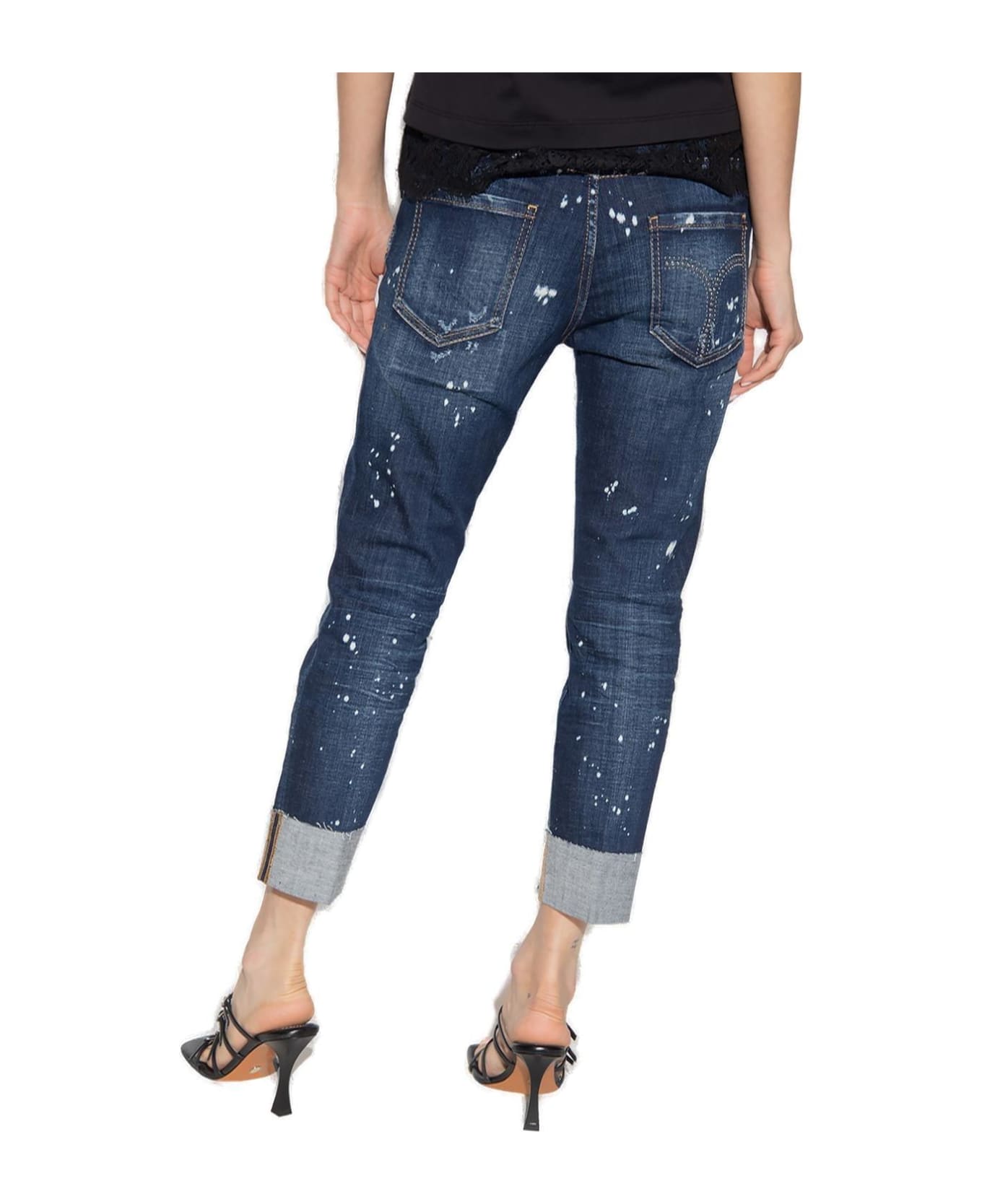 Dsquared2 Mid-rise Distressed Cropped Jeans - Blue Navy