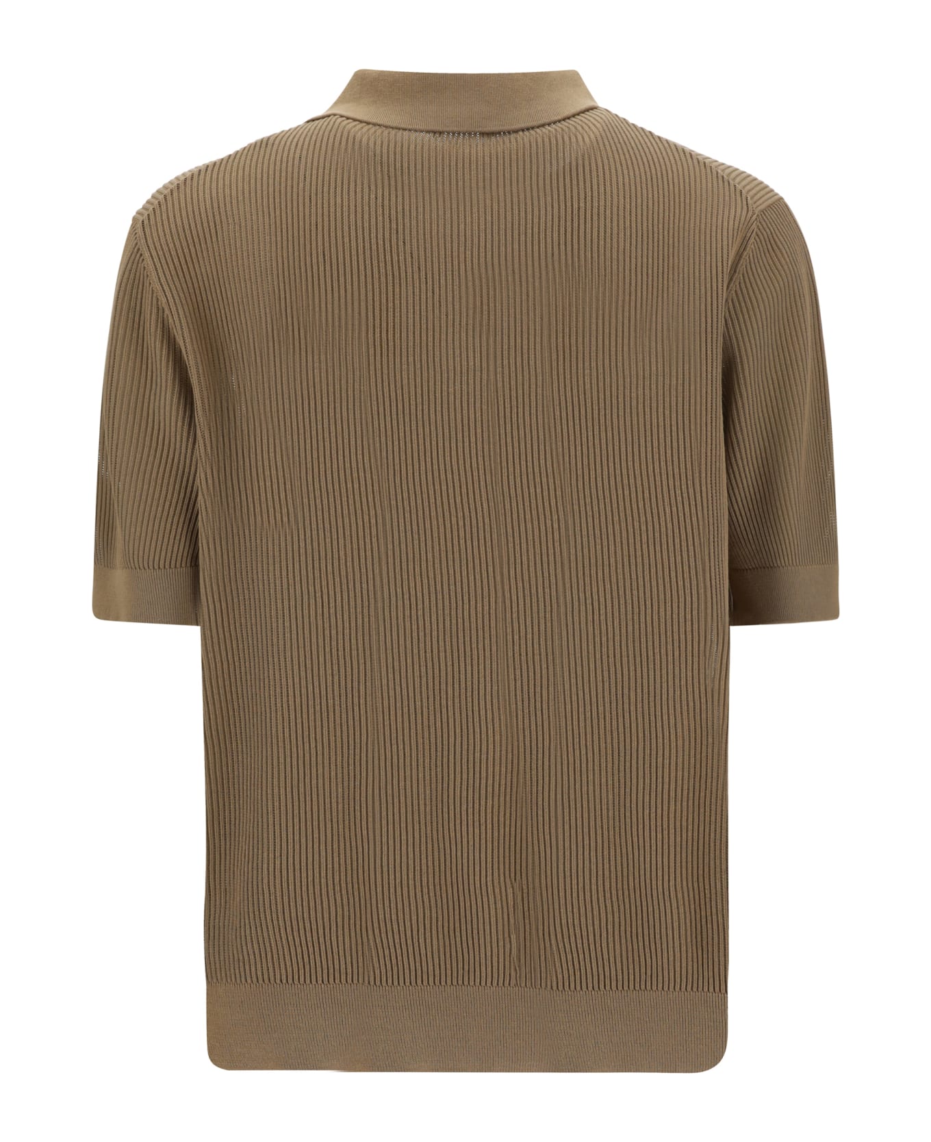 Dolce & Gabbana Perforated Cotton Polo Shirt - Beige