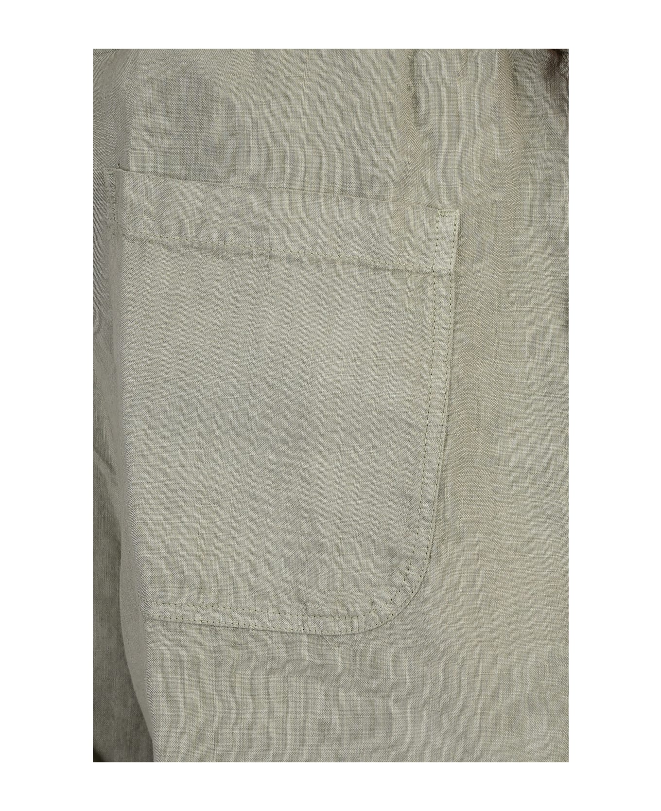 120% Lino Shorts In Green Linen - green