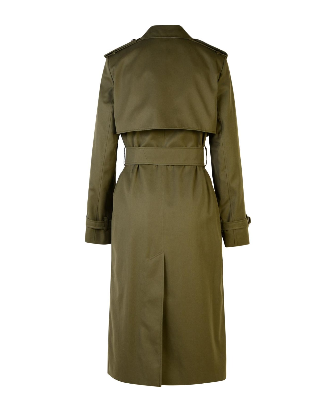 Burberry Green Cotton Blend Trench Coat - Green