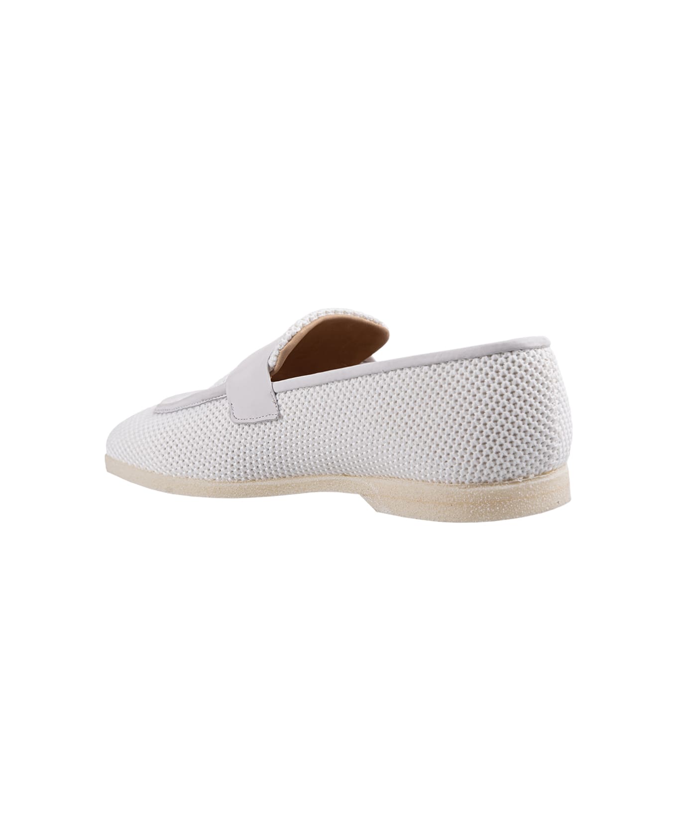 Kiton White Perforated Loafer With Embossed Monogram - Bianco