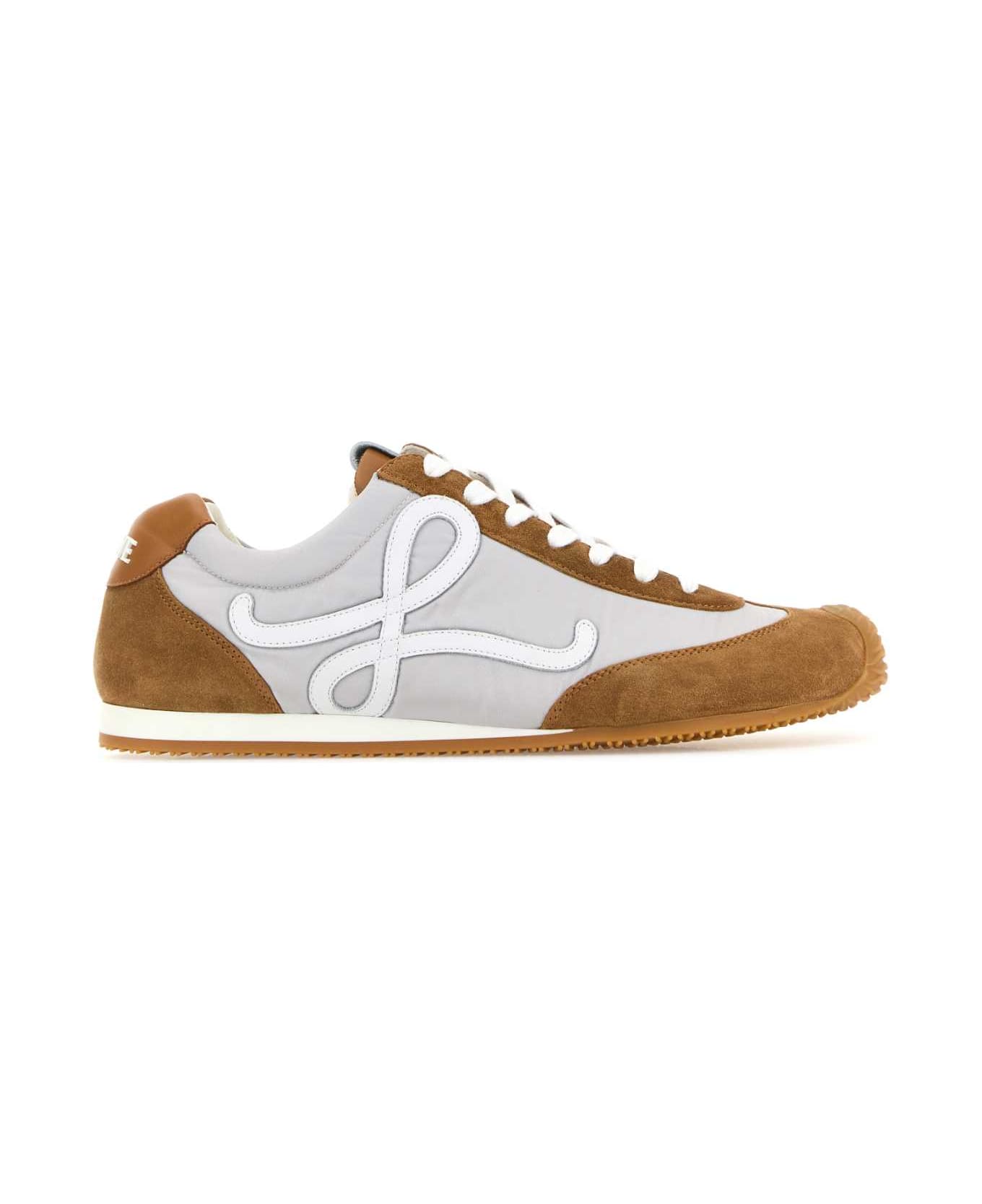 Loewe Two-tone Canvas And Suede Ballet Runner 2.0 Sneakers - GREYWHITETAN