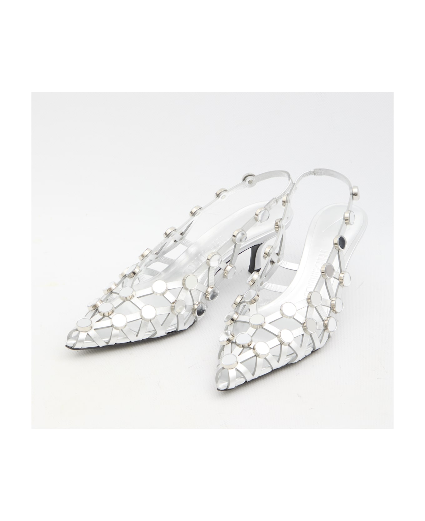 The Attico Grid Slingback - Argento