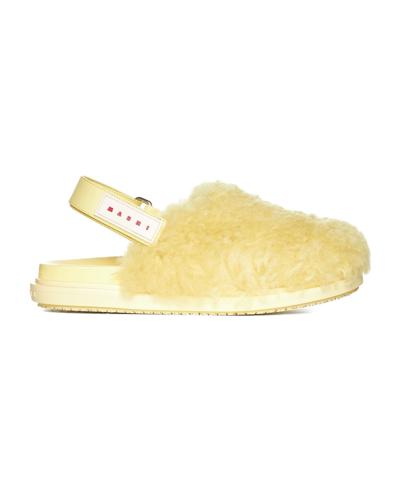 Marni Slipper With Fur And Adjustable Strap - Pineapple