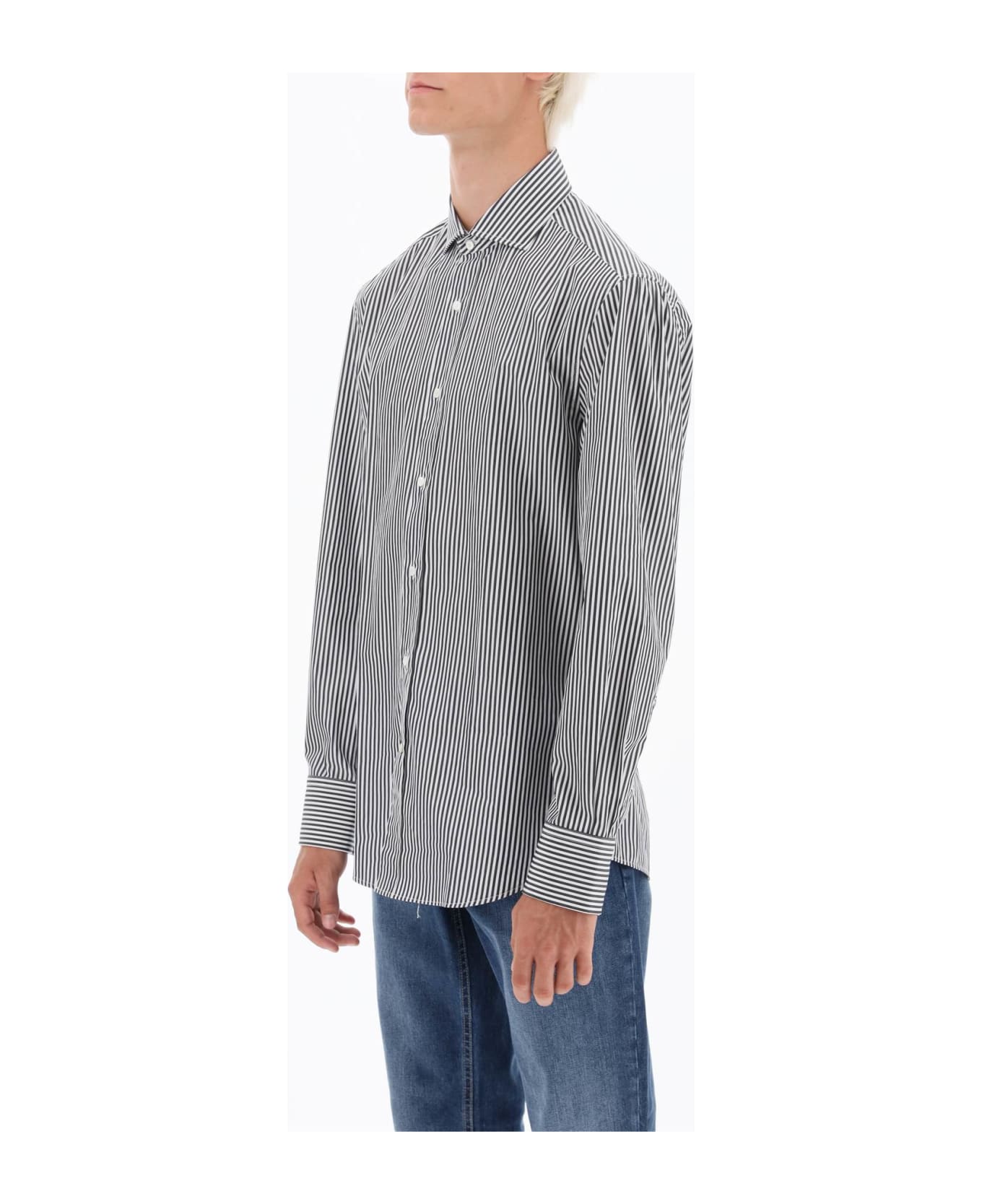 Brunello Cucinelli Spread Collar Slim Fit Shirt - Grey