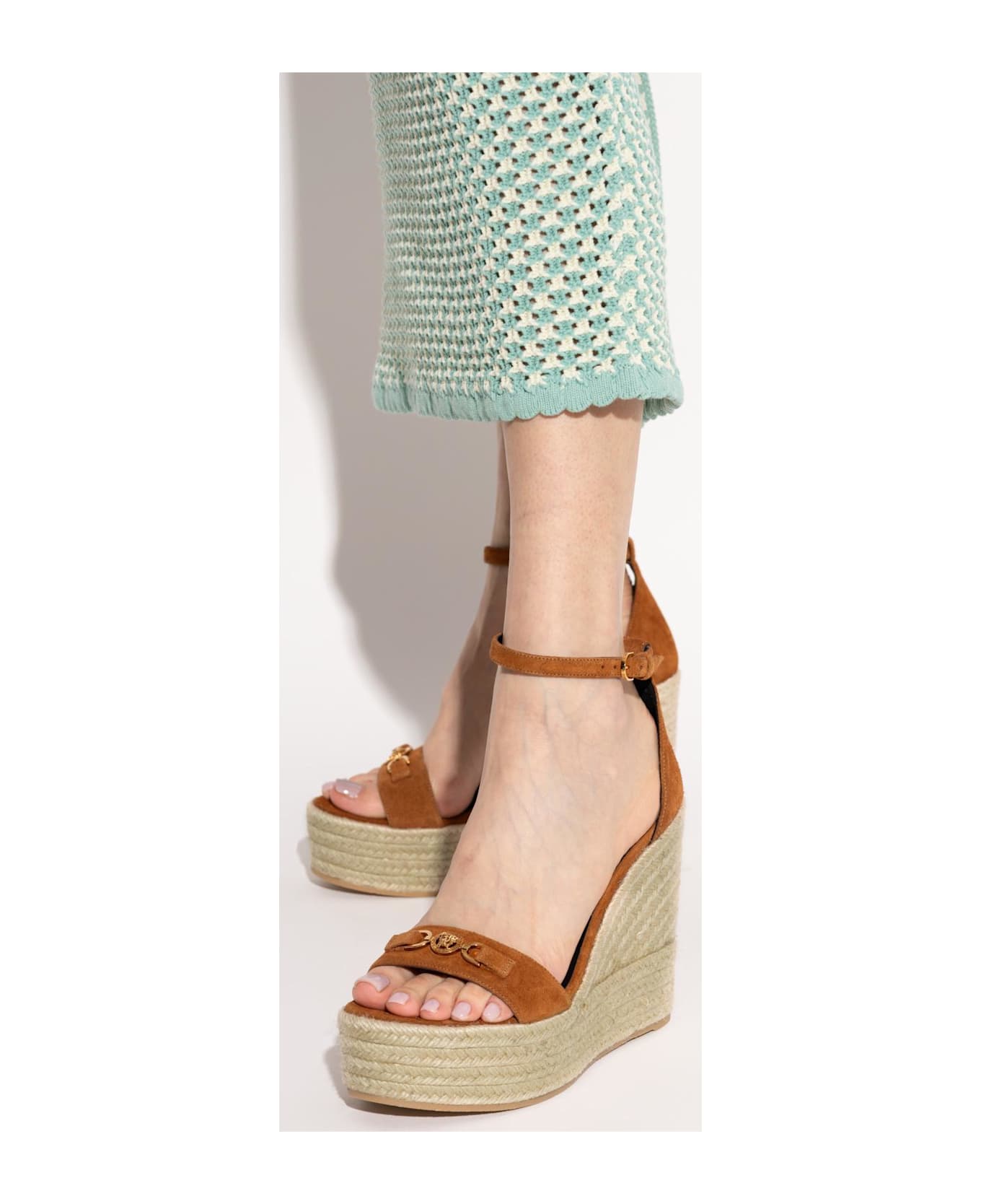 Versace Wedge Sandals - BROWN