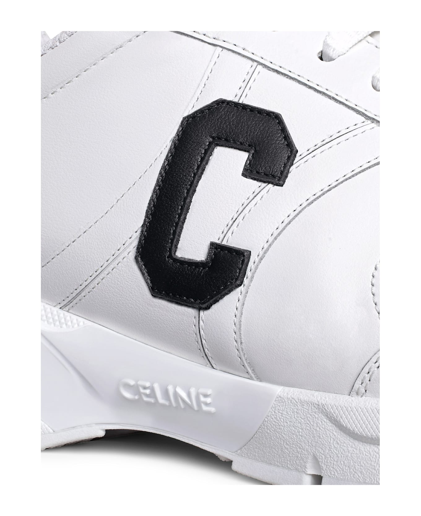 Celine Runner Cr-02 Low Lace-up Sneaker In Calfskin - White