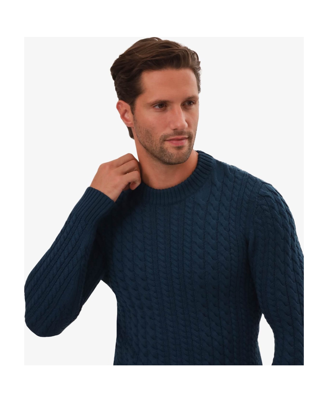 Larusmiani Cable Knit Sweater Col Du Pillon Sweater - Teal