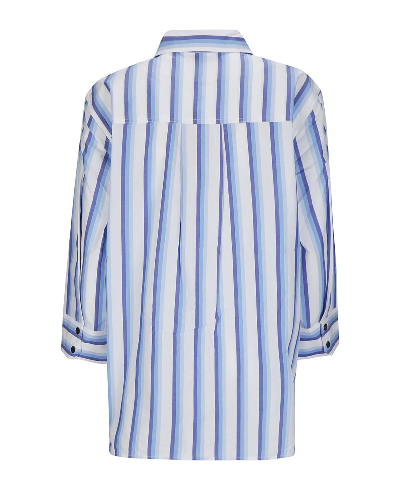 Ganni Stripe Cotton Shirt - SILVER LAKE BLUE