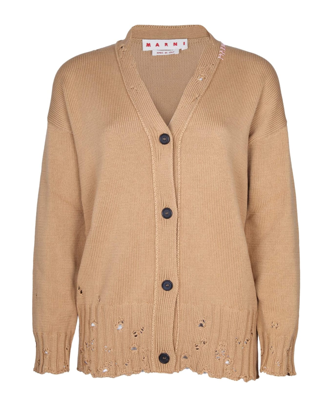 Marni Cardigan In Camel Color Cotton - Camel