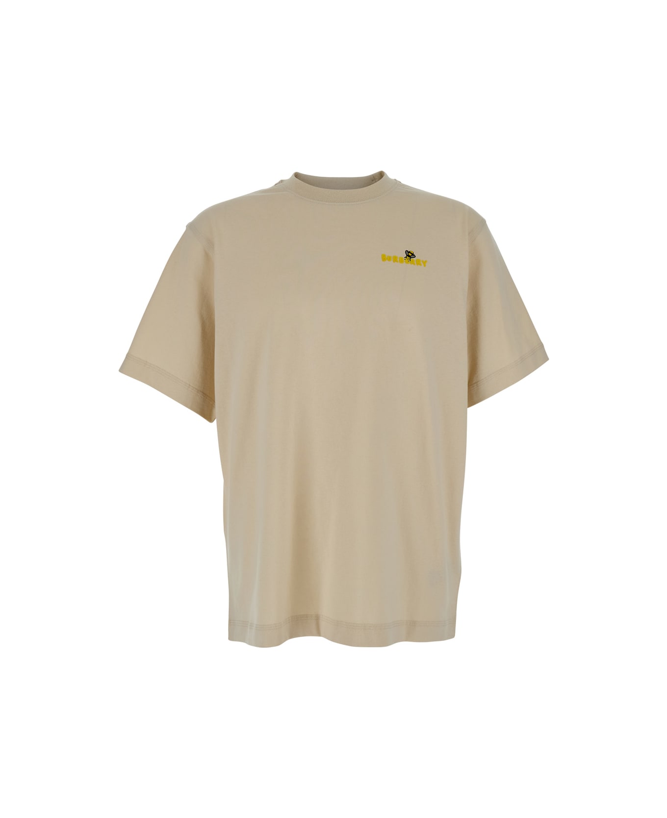Burberry Beige T-shirt With Maxi Bee Print On The Back In Cotton Man - Beige