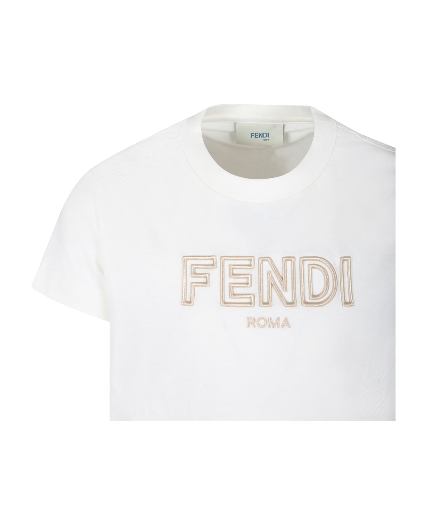 Fendi White T-shirt For Kids With Fendi Logo - White Tシャツ＆ポロシャツ