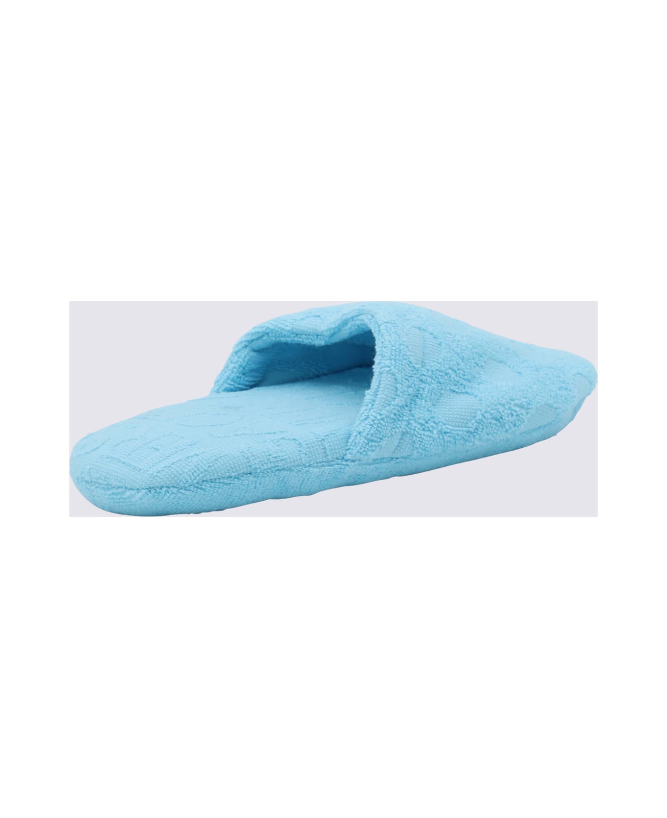 Versace Light Blue Cotton Allover Polka Dots Home Slippers - AZUR