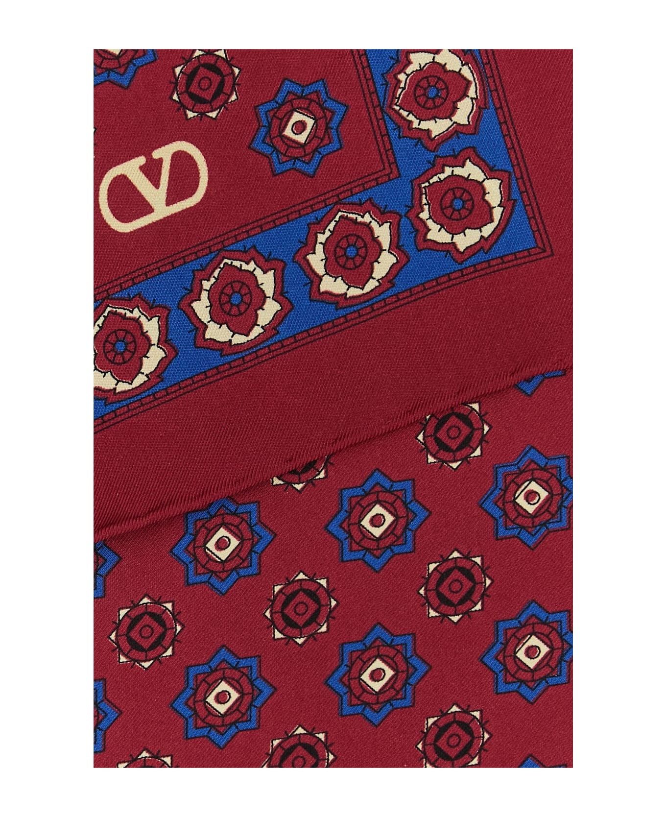 Valentino Garavani Silk Scarf - Bordeaux/bluette/beige