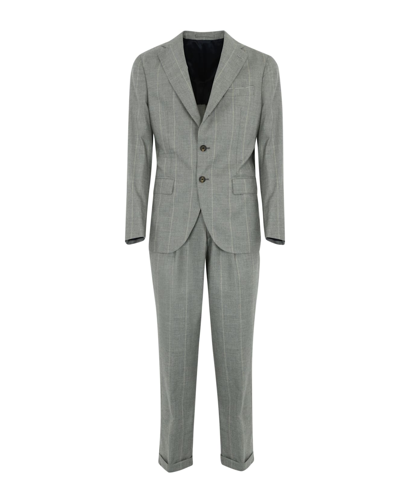 Eleventy Single-breasted Pinstripe Suit In Gray Cashmere - Grigio chiaro