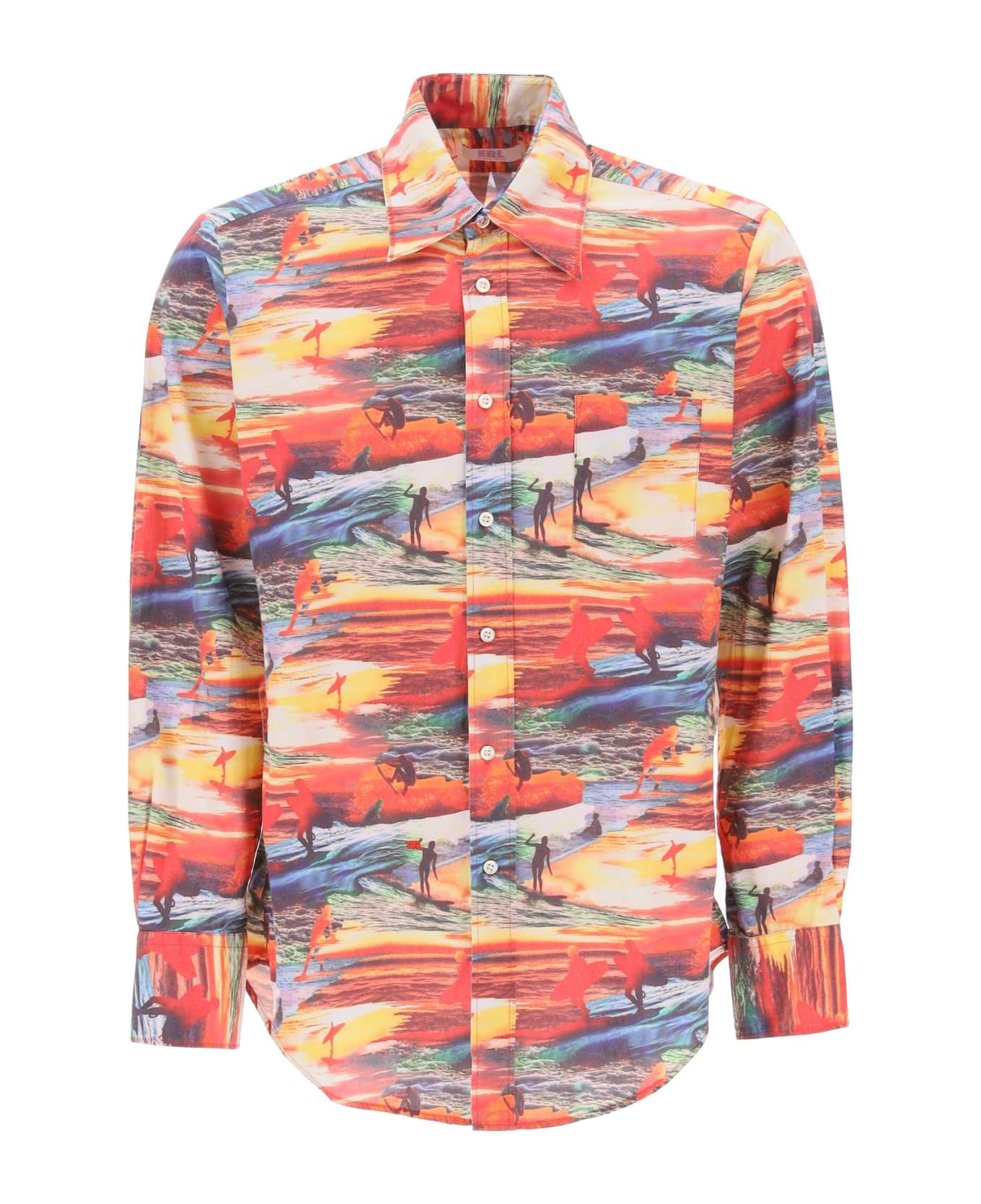ERL Printed Cotton Shirt - ERL RED SUNSET 1