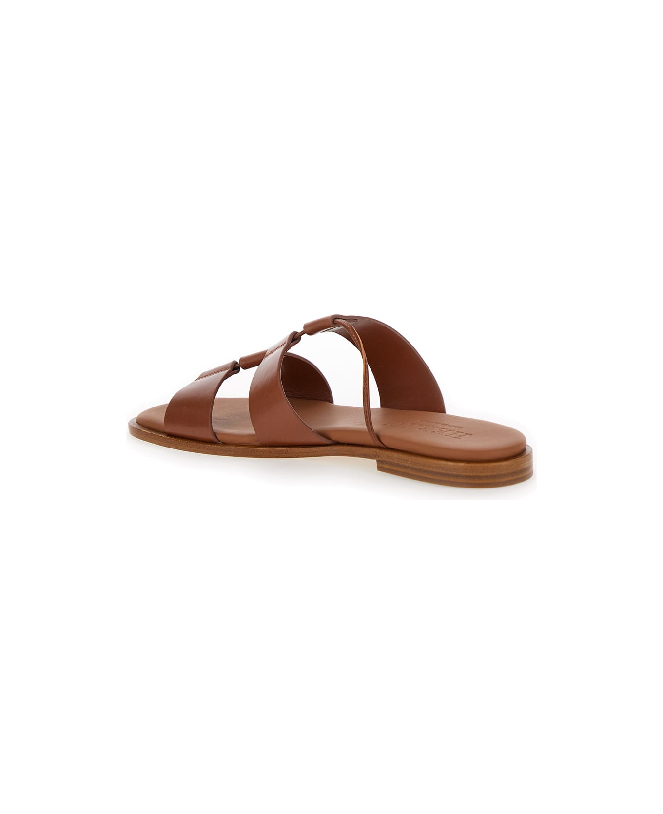 Hereu 'lina' Brown Thongs Sandals In Leather Woman - Brown