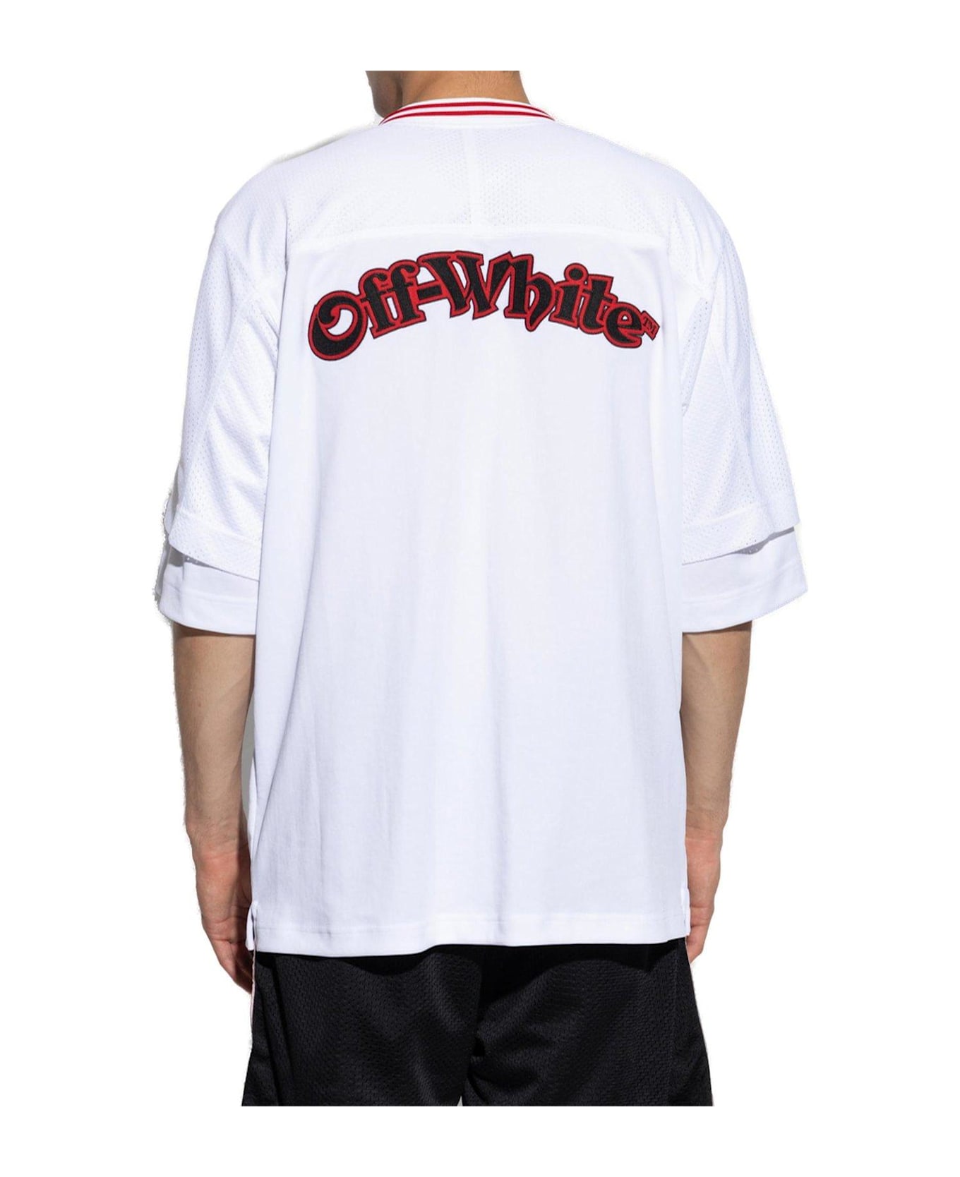 Off-White Logo Embroidered Straight Hem Shirt - White