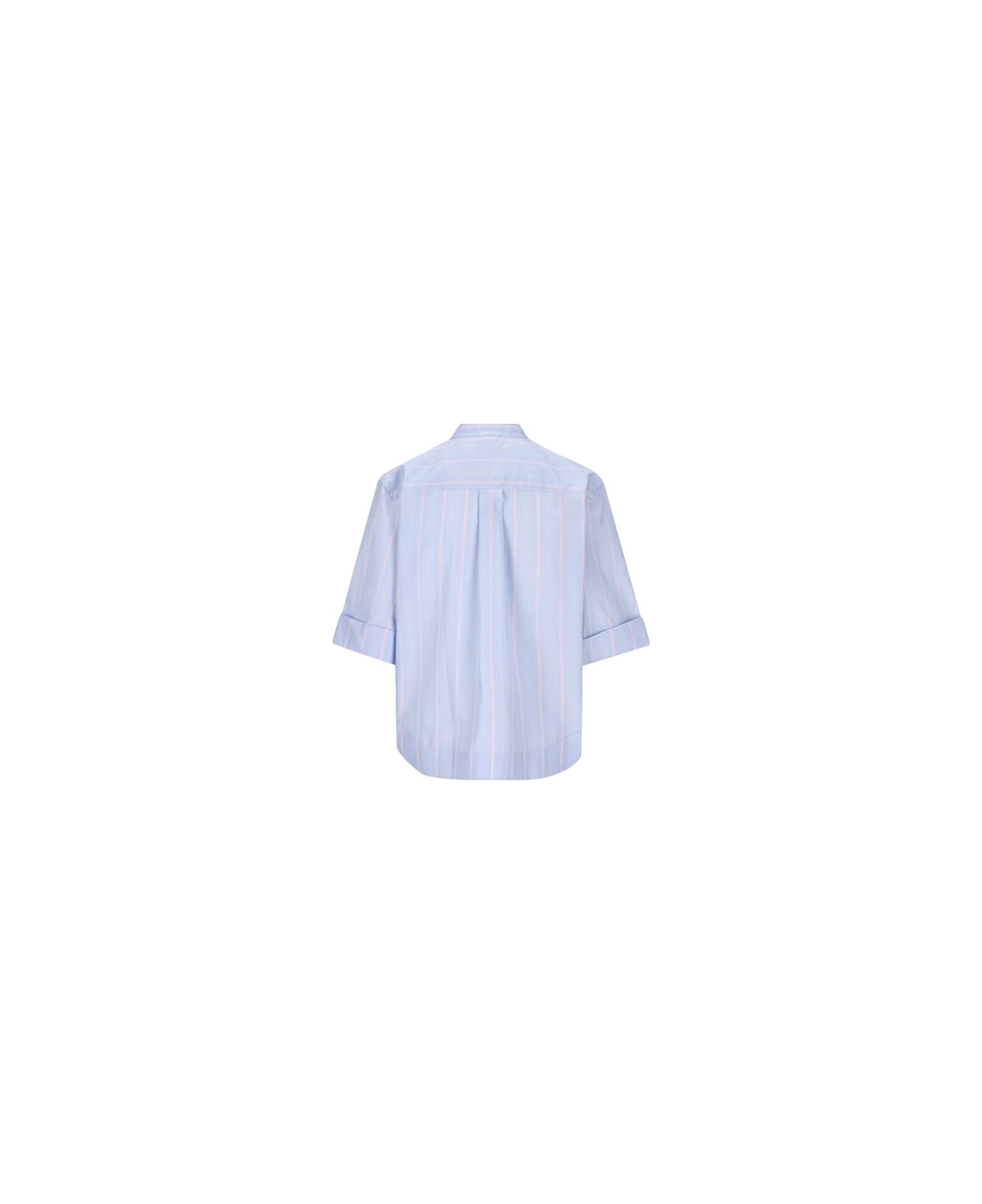 Fay Poepelin Shirt With Mandarin Collar - Azzurro/rosa