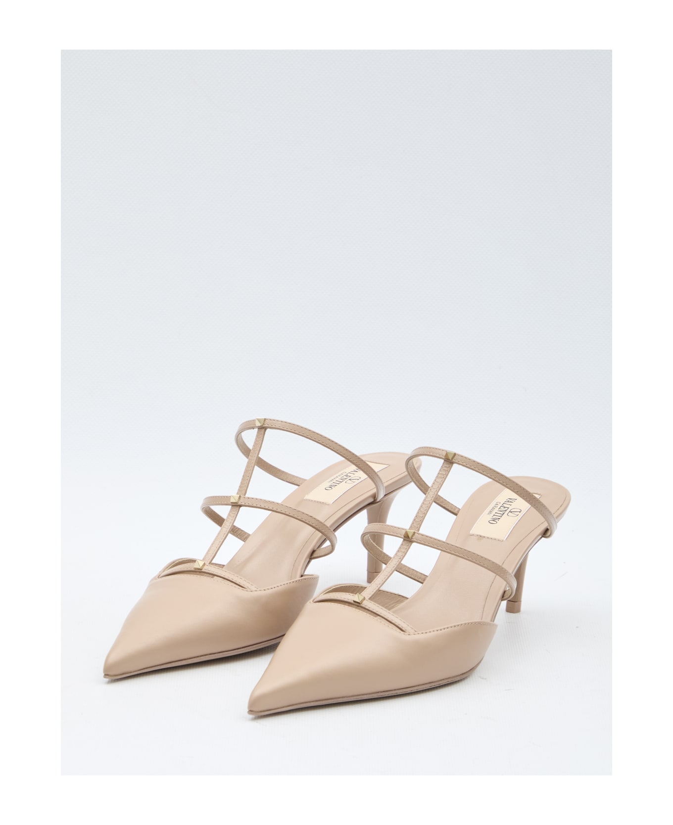 Valentino Garavani Rockstud Wispy Mules - BEIGE