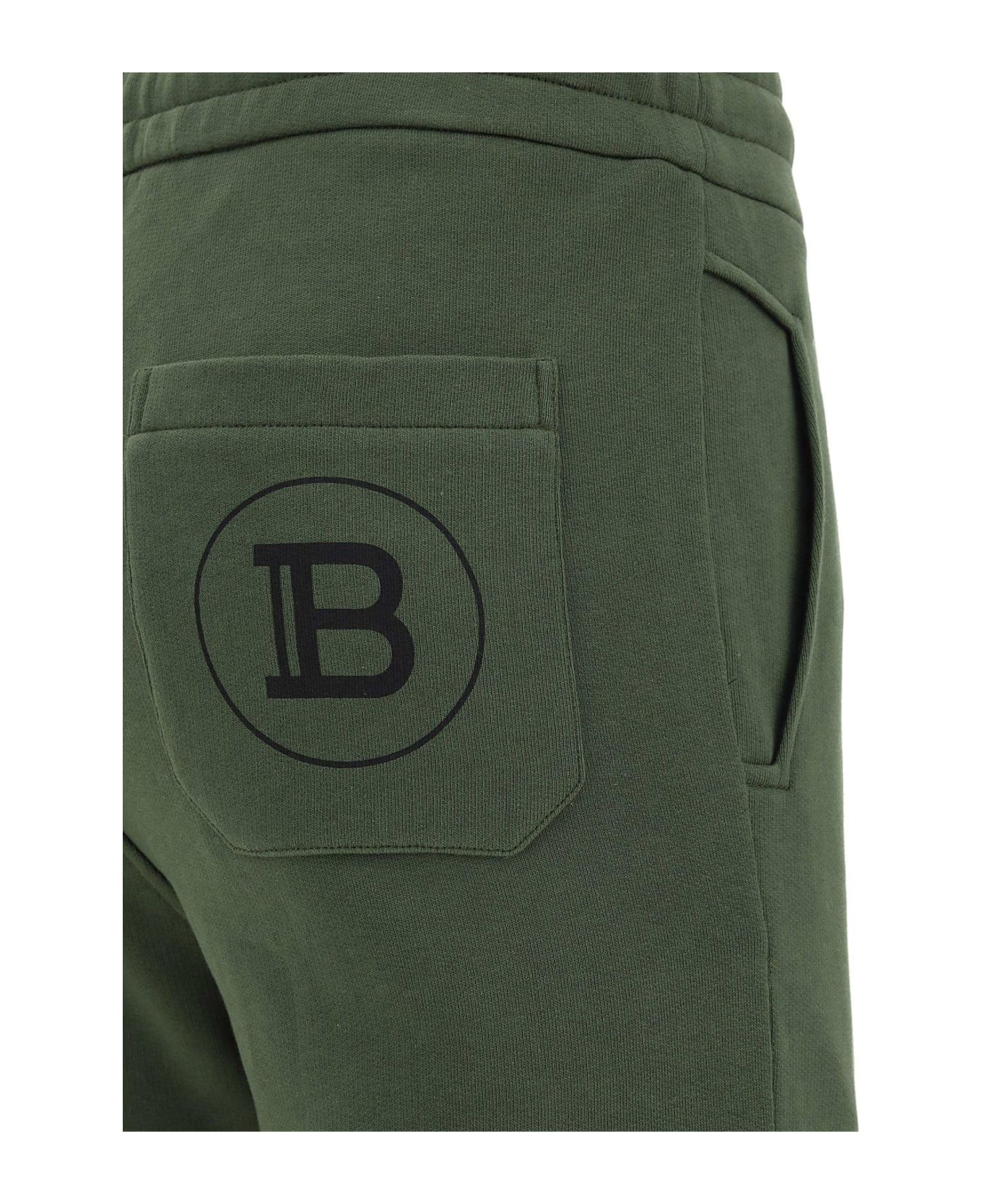 Balmain Logo Printed Drawstring Jogger Pants - Green