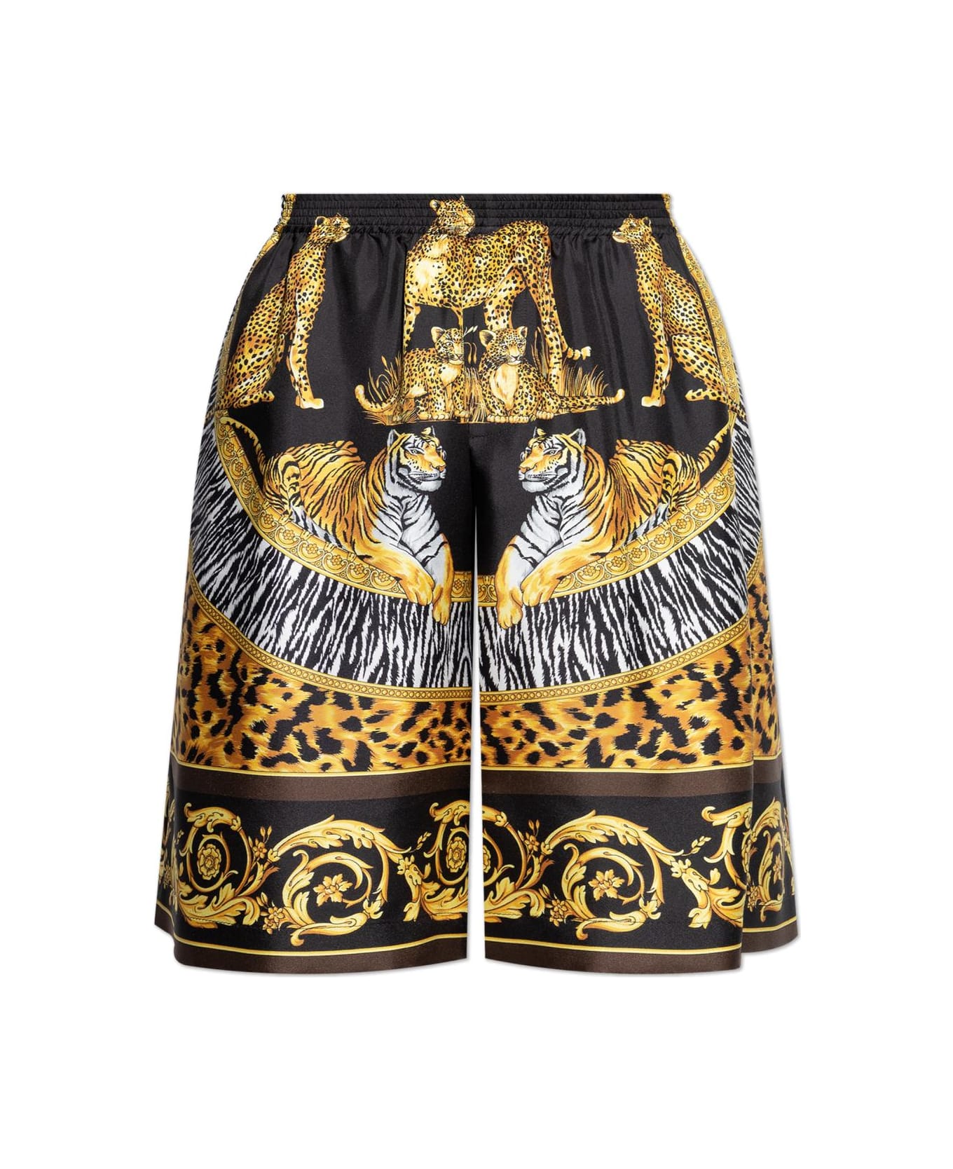 Versace Silk Shorts - BLACK/YELLOW