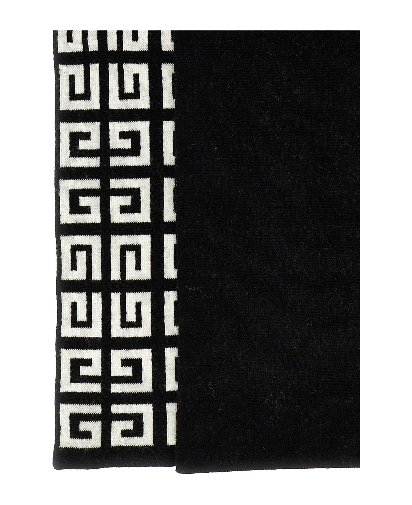 Givenchy 4g And Logo Wool And Cashmere Scarf - White/Black スカーフ＆ストール