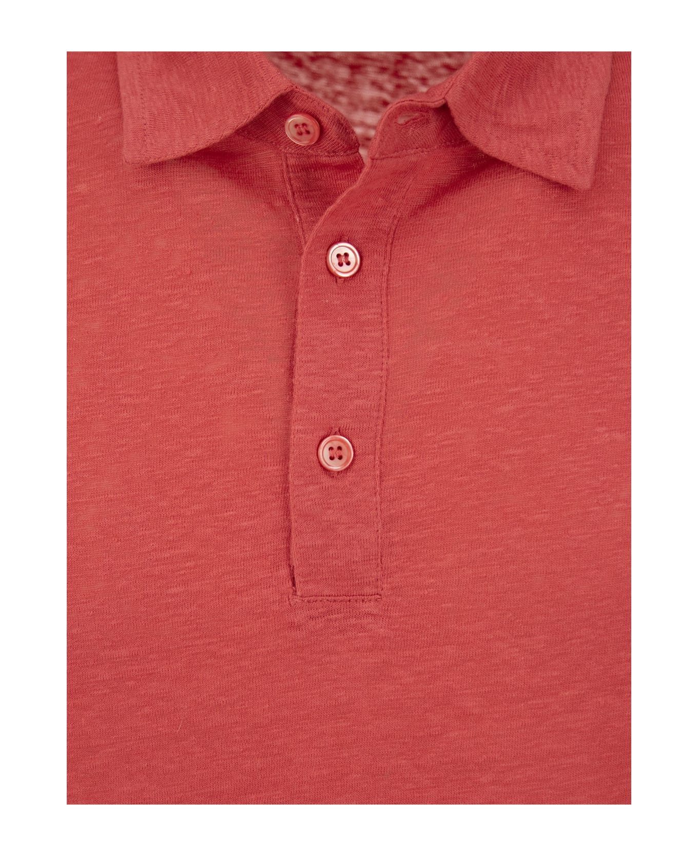 Majestic Filatures Linen Polo Shirt With Buttons - Red