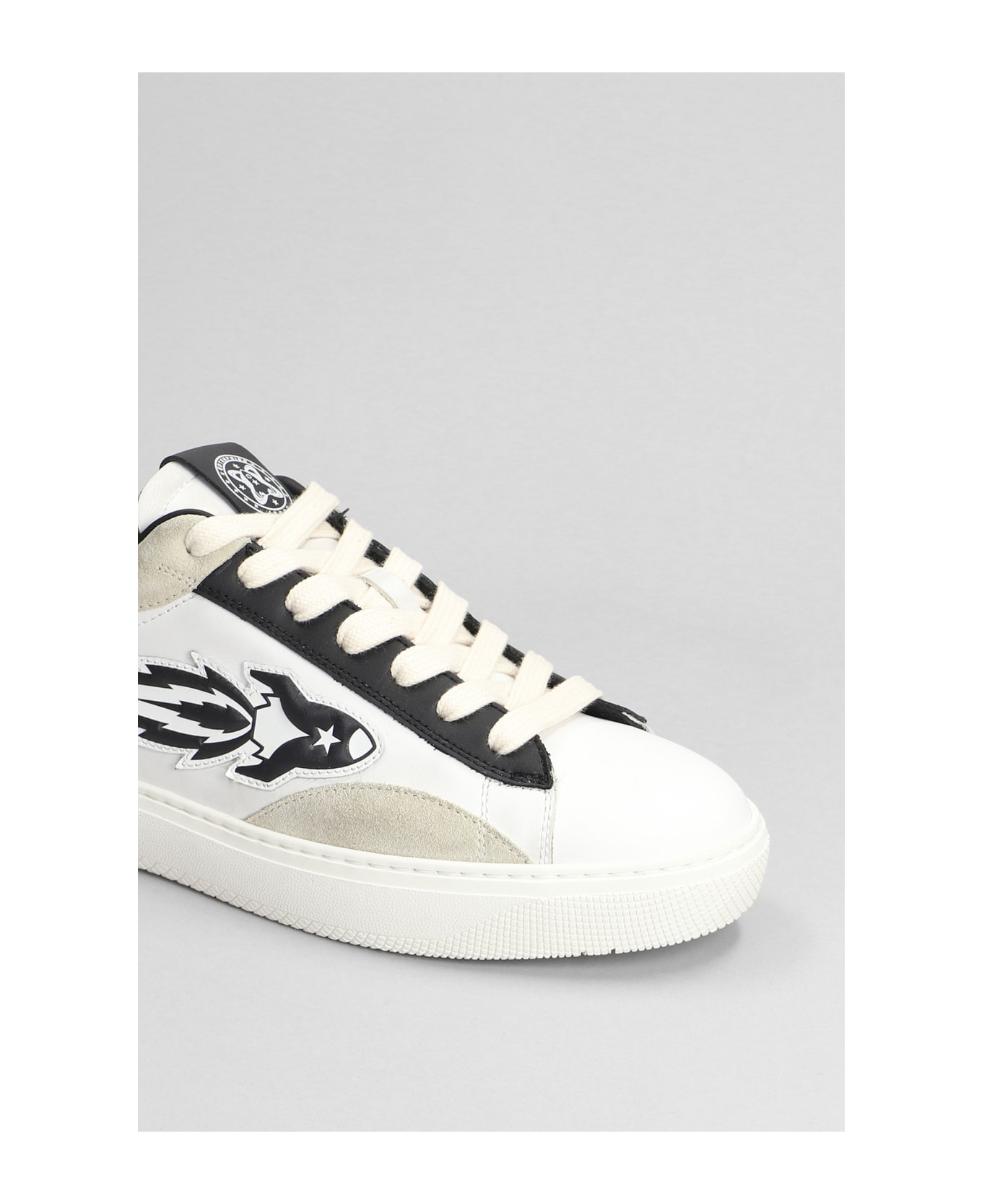 Enterprise Japan Sneakers In White Suede And Leather - White and black