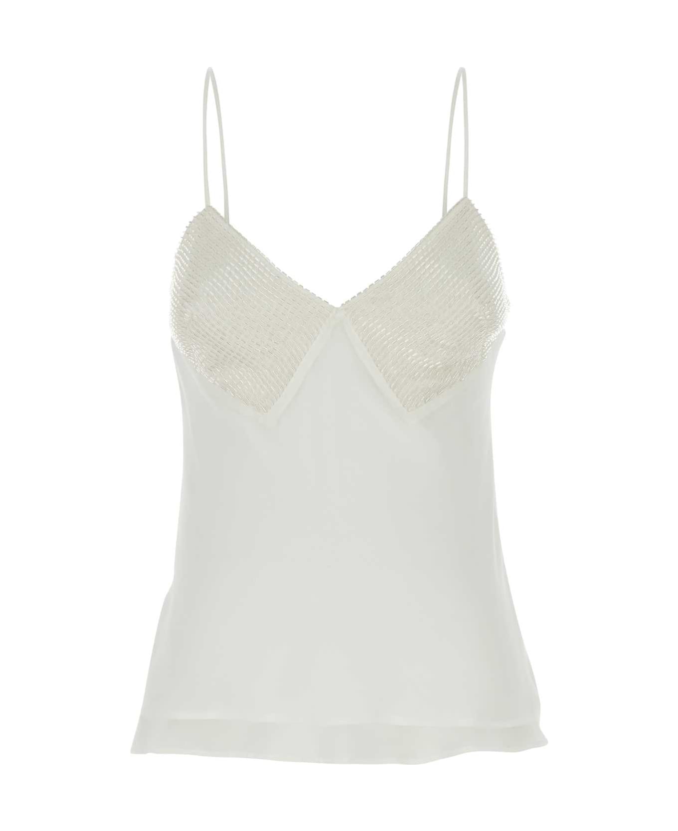 Max Mara White Georgette Opache Top - BIANCO OTTICO