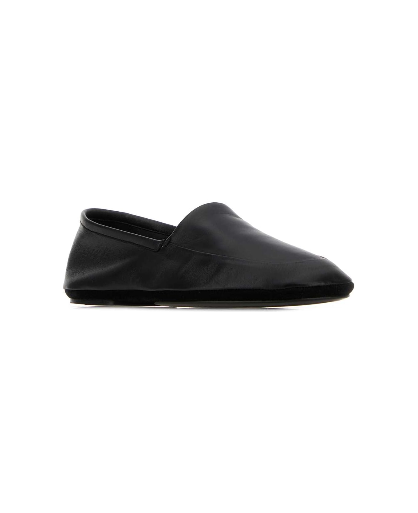 Lemaire Black Leather Indoor Slippers - BLACK