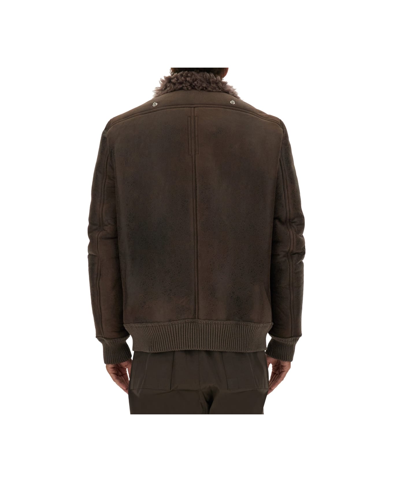 Rick Owens Leather Bomber Jacket - GREY