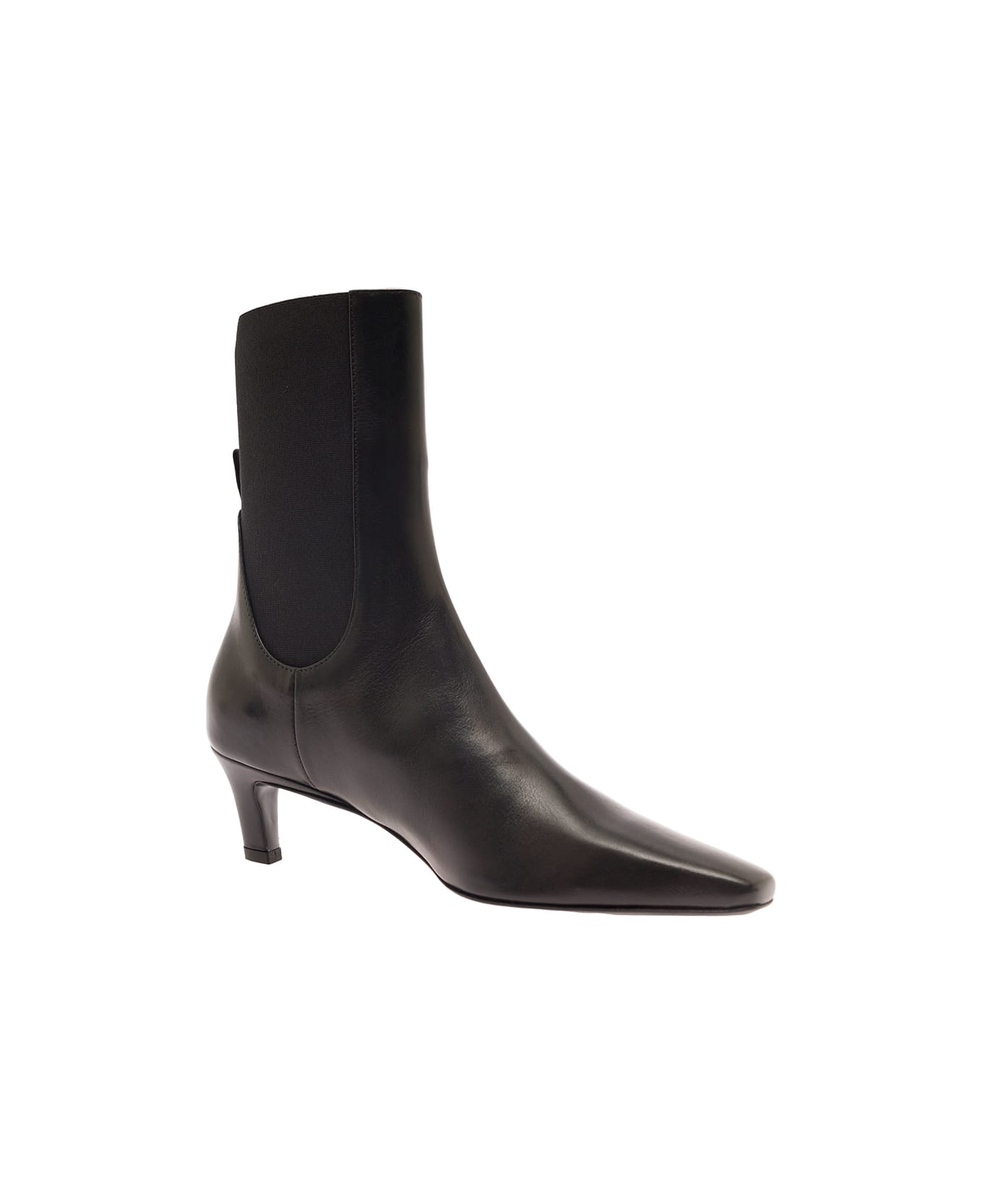 Totême The Mid Heel Leather Boot - Black
