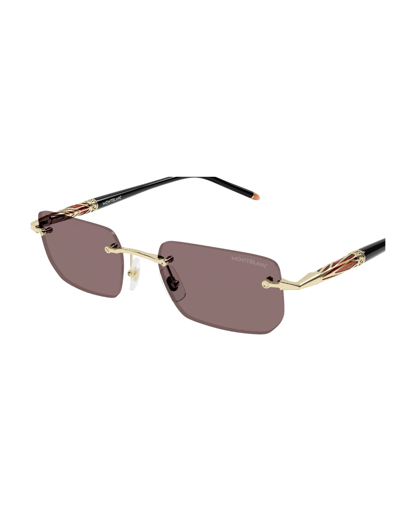 Montblanc MB0348S Sunglasses - Gold Black Brown