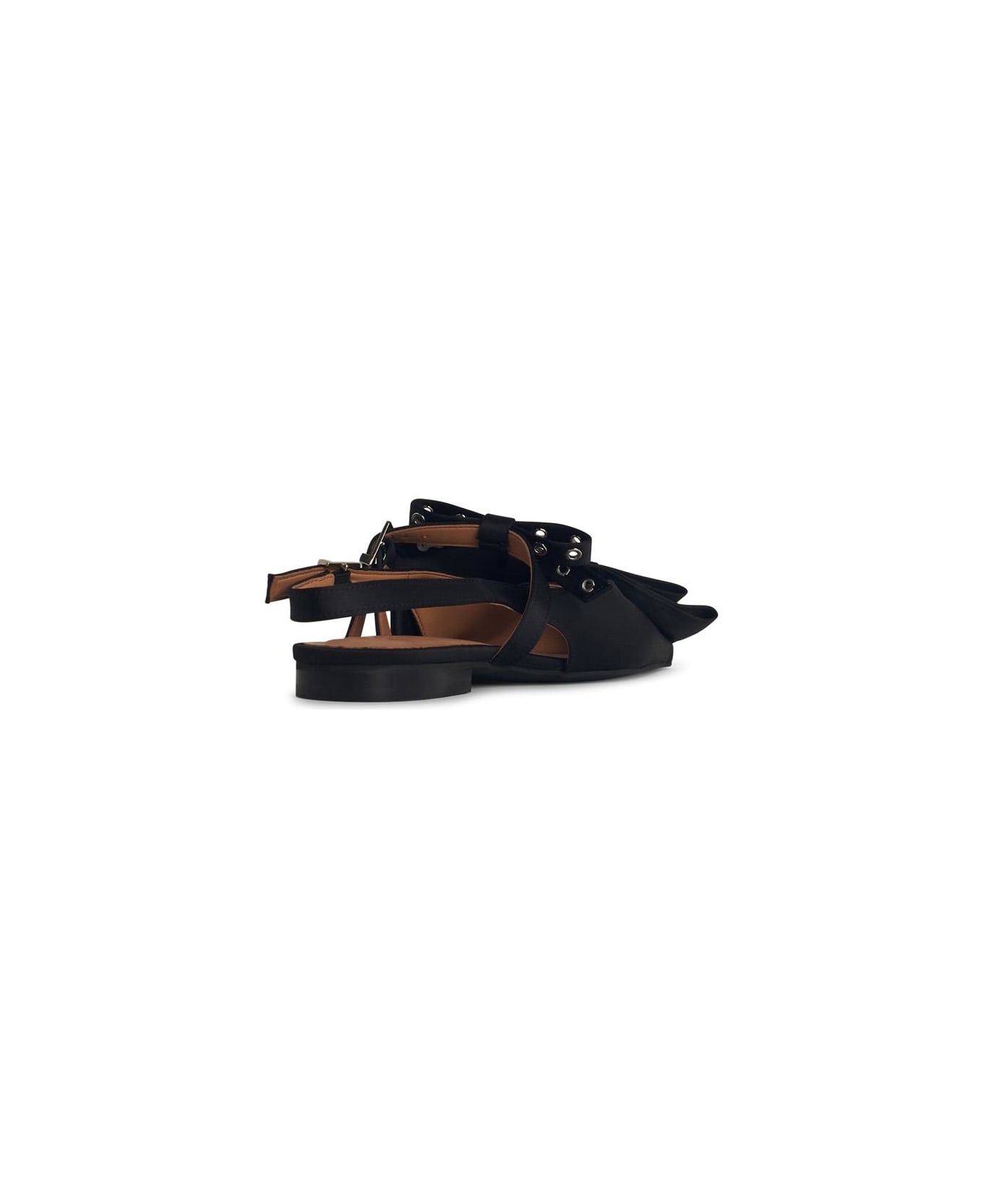 Ganni Big Bow Slingback Ballerinas - Black