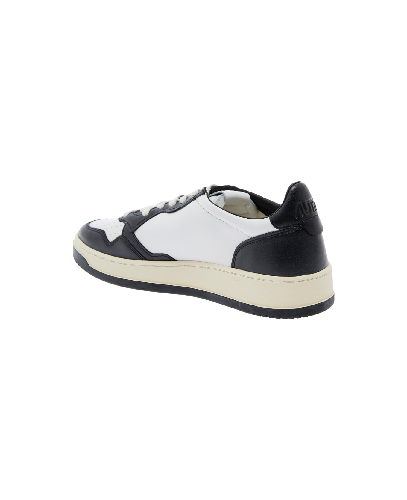 Autry 'medalist Low-top' White And Black Sneakers With Side Logo In Leather Man - White/black