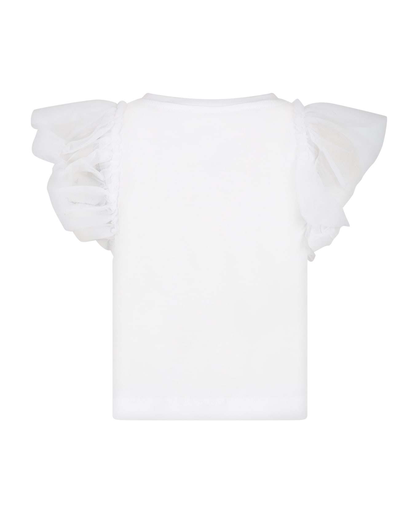 Chiara Ferragni White T-shirt For Girl With Iconic Winks - WHITE Tシャツ＆ポロシャツ