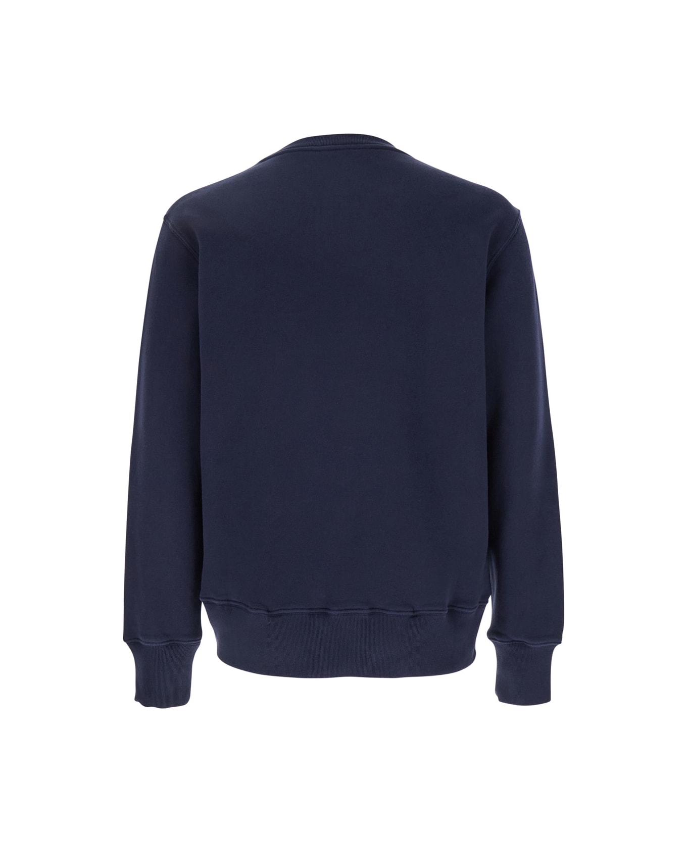 Autry Blue Crewneck Sweater With Logo Embroidered On The Front In Cotton Man - Jersey Blue