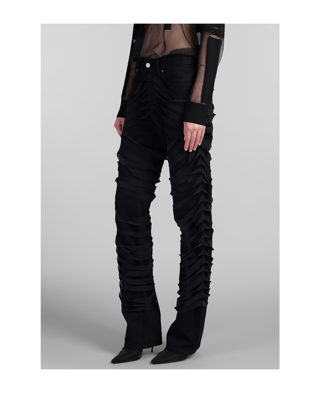 Helmut Lang Ribbon Worker Jeans In Black Cotton - black