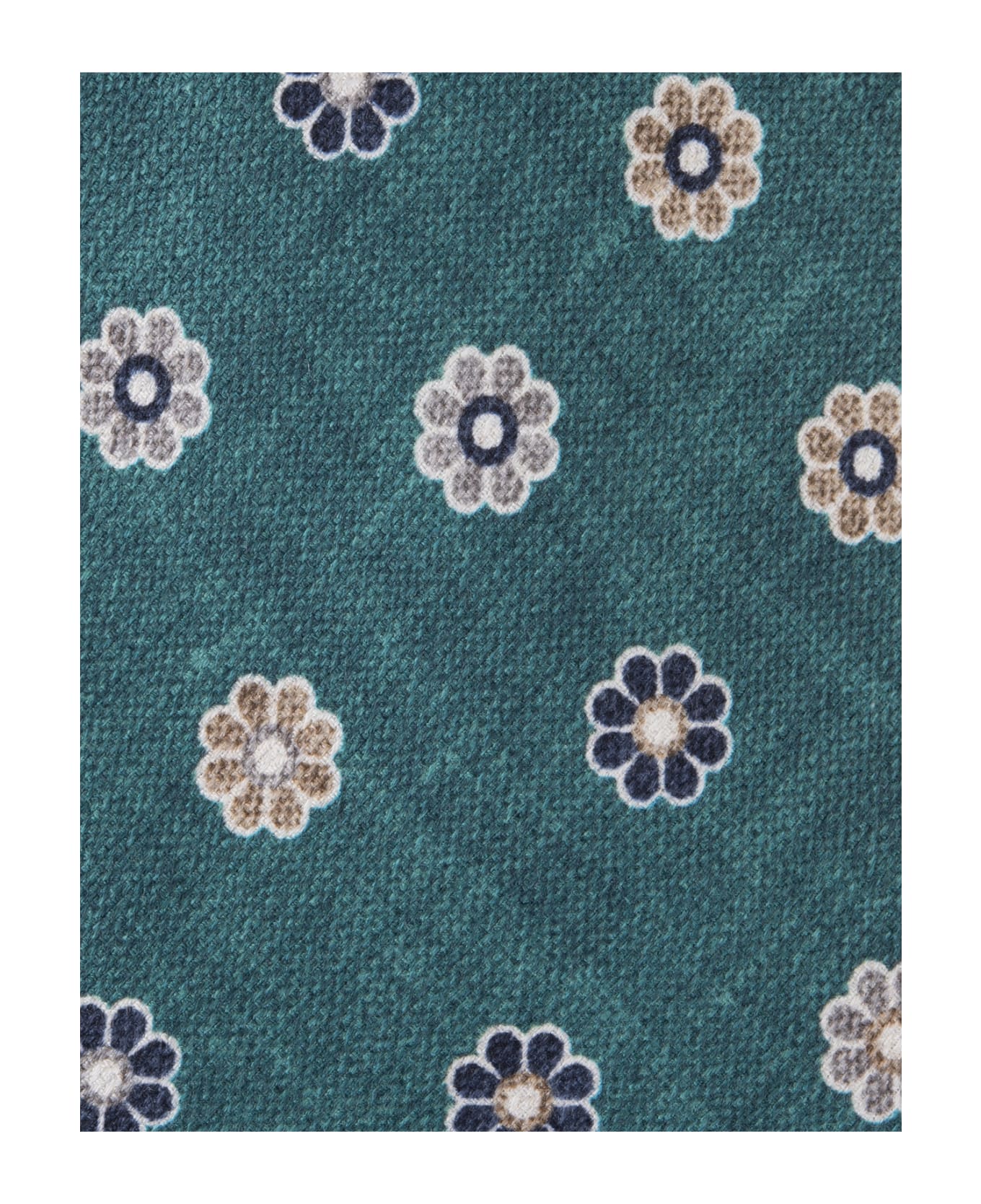 Kiton Green Tie With Flower Pattern - Green