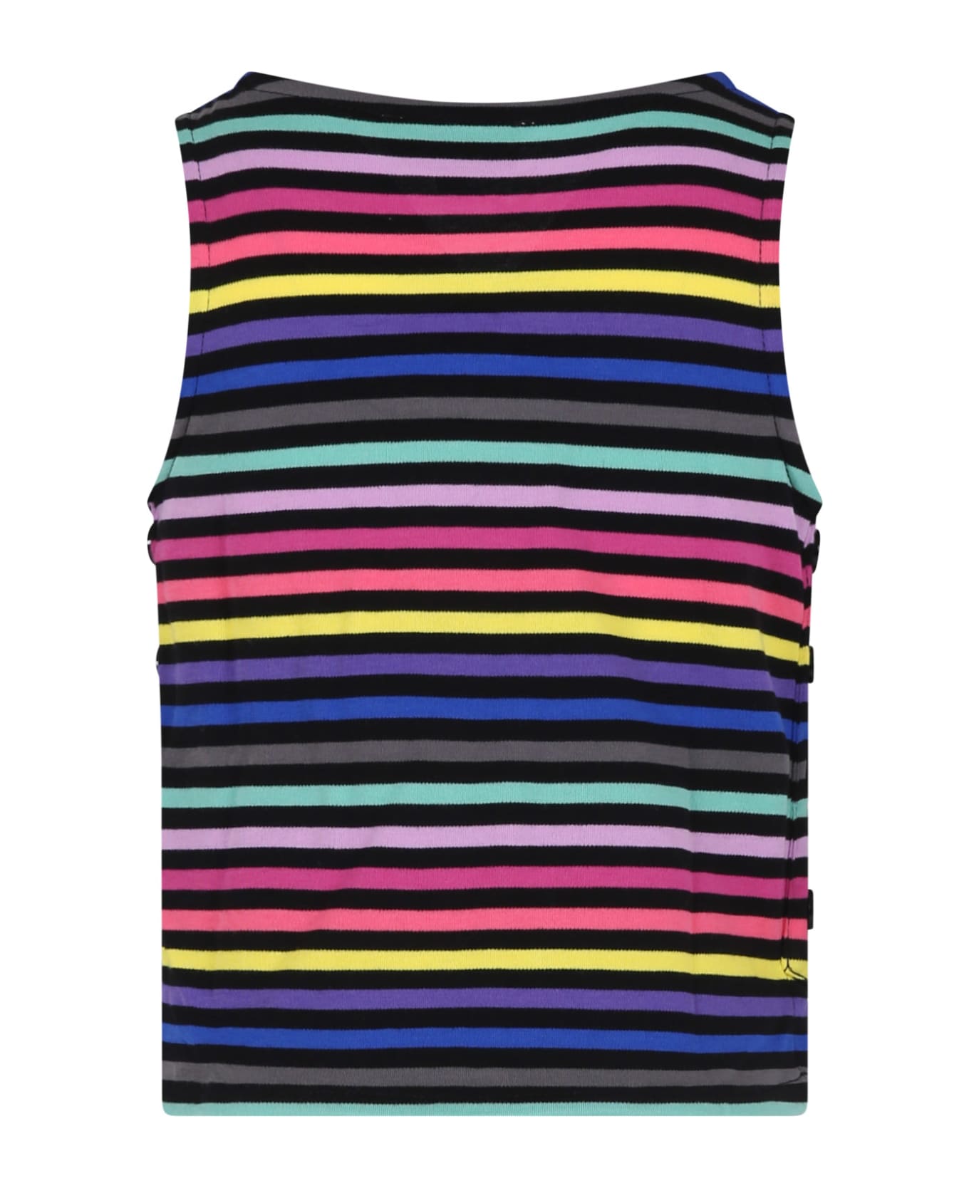 Rykiel Enfant Black Tank Top For Girl With Logo - Multicolor Tシャツ＆ポロシャツ