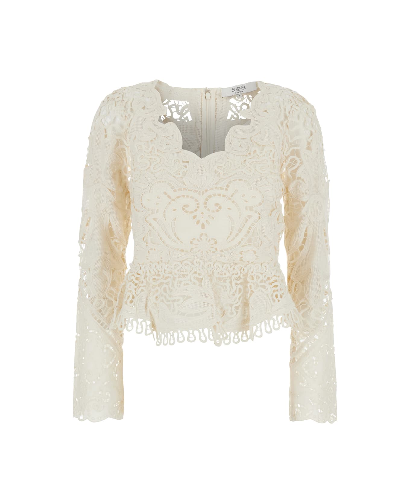 Sea New York 
gianna
 White Top With All-over Lace Embroidery In Cotton Woman - White