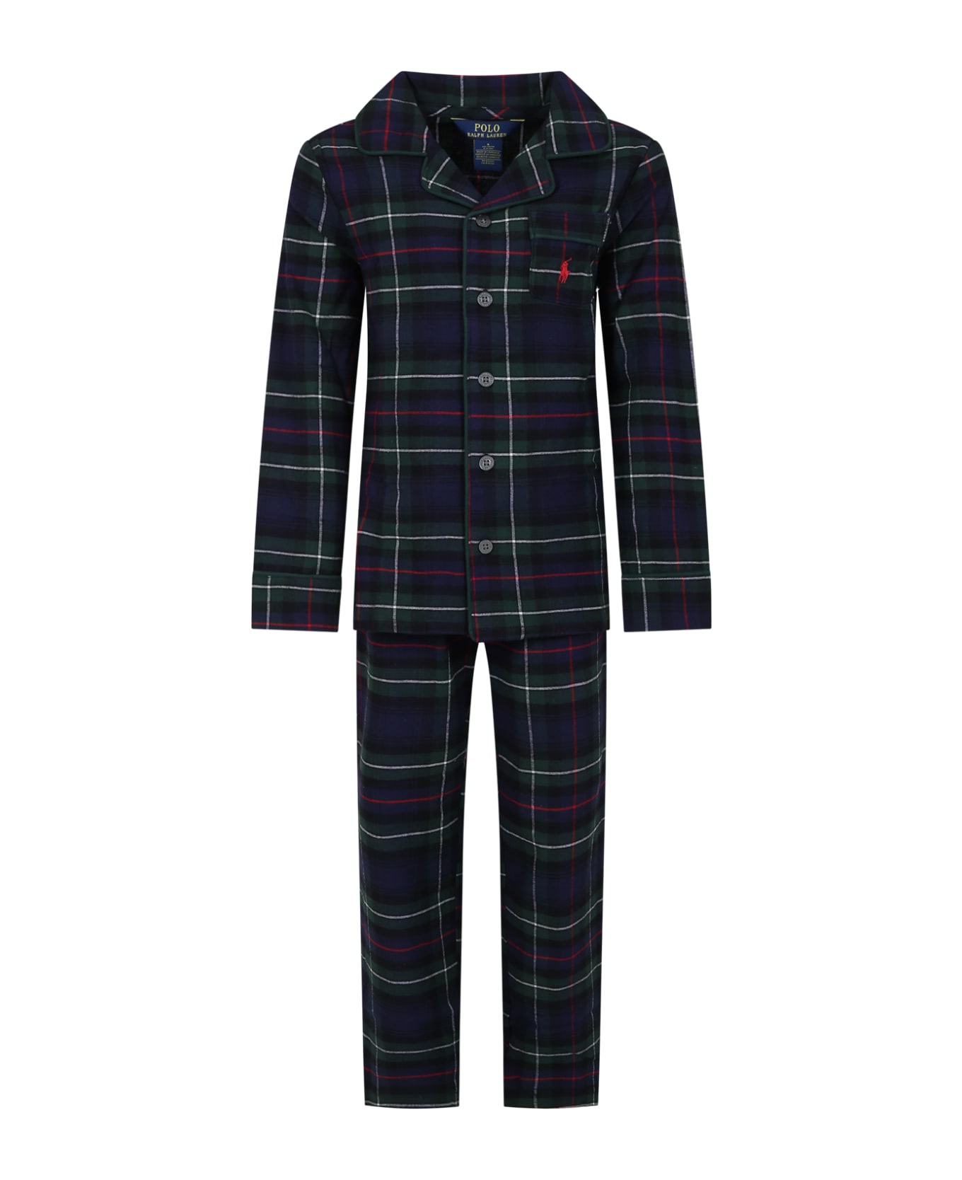 Ralph Lauren Blue Pajamas For Boy With Iconic Pony - Blue ジャンプスーツ