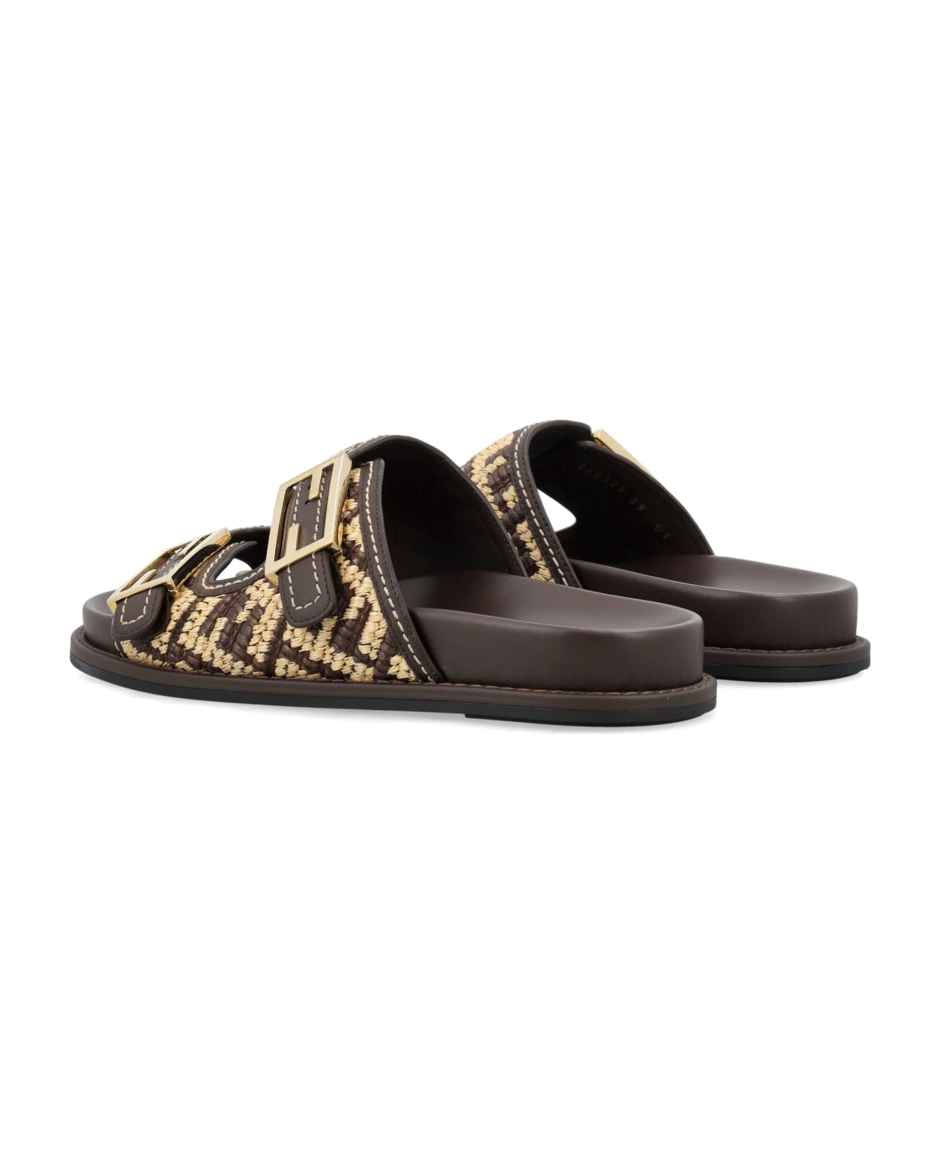 Fendi Ff Slides - GIANDUIA NATURALE